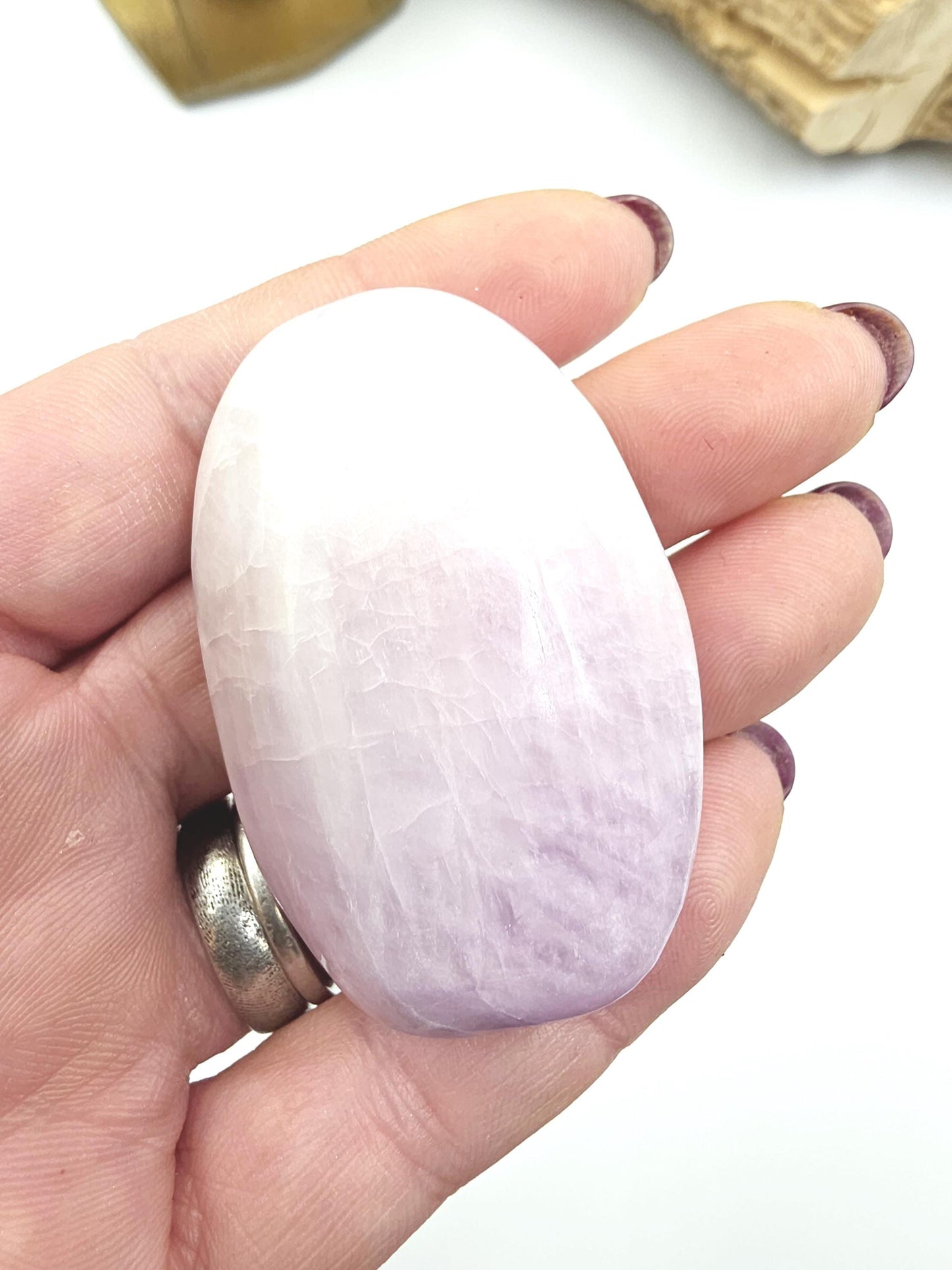 Flashy Kunzite Crystal Palm Stone - Heart Chakra & Emotional Healing Crystal, 70g