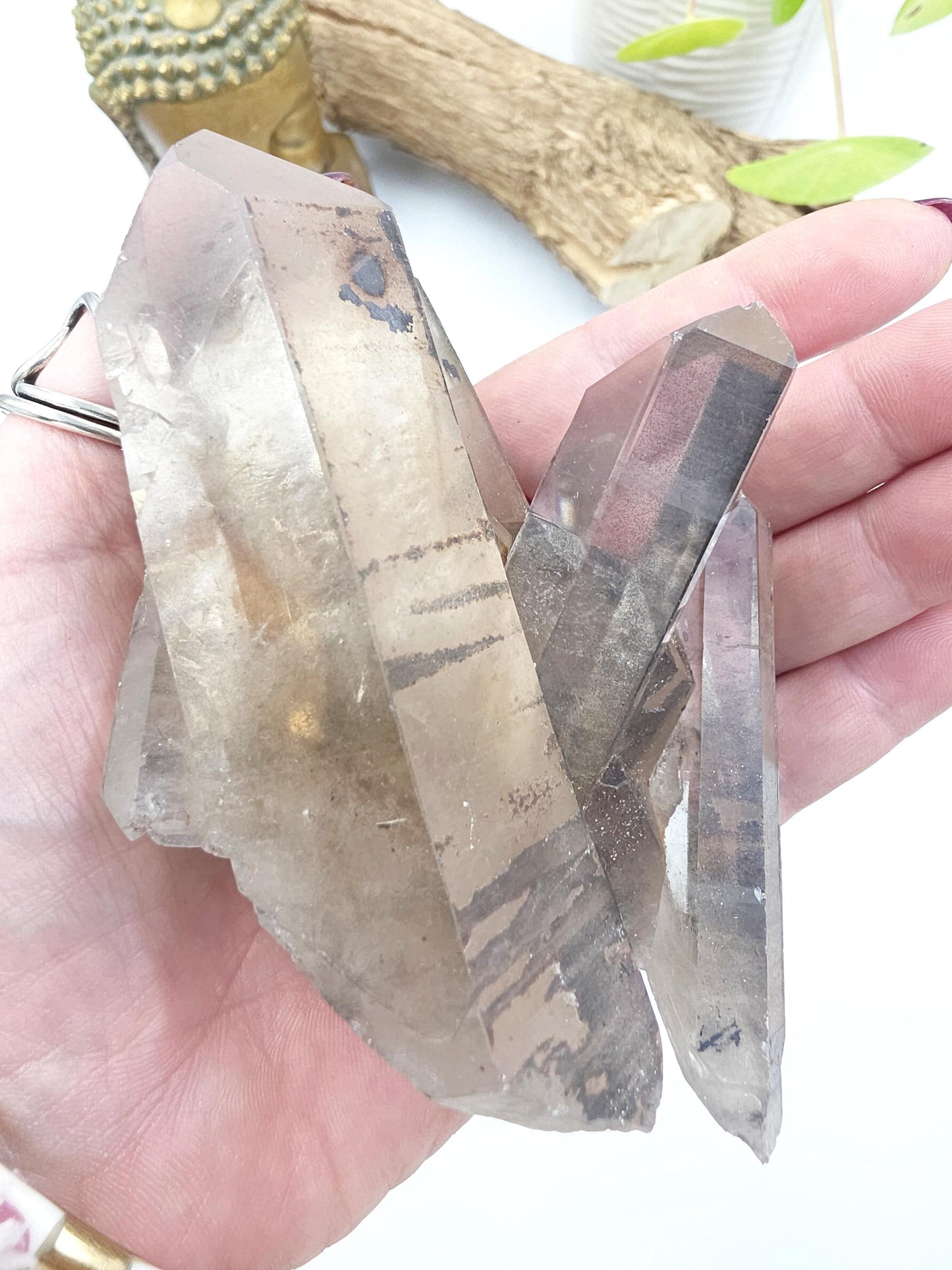 Raw Smoky Quartz Cluster with Rainbow – Grounding, Protection & Energy Cleansing Crystal, 315g
