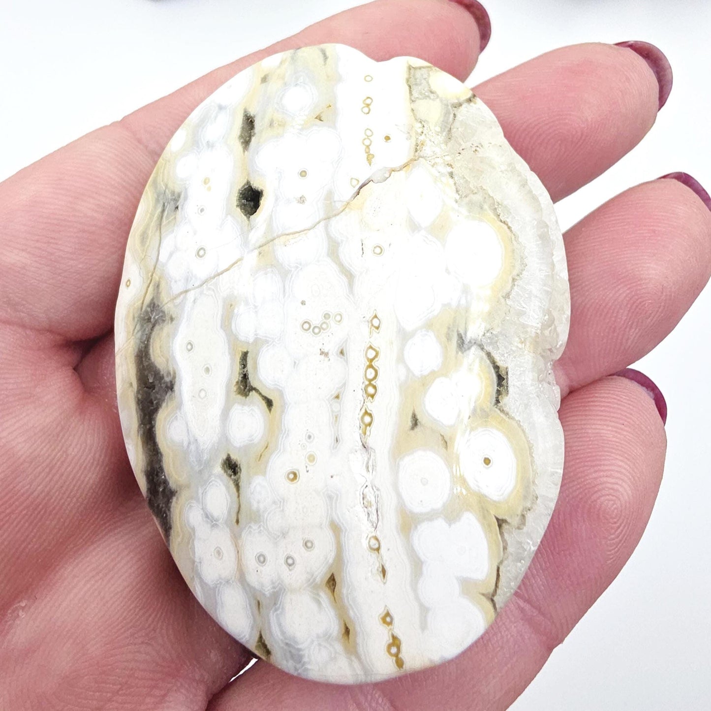 Orbicular Ocean Jasper Palm - Joy & Renewal Healing Crystal, 65g
