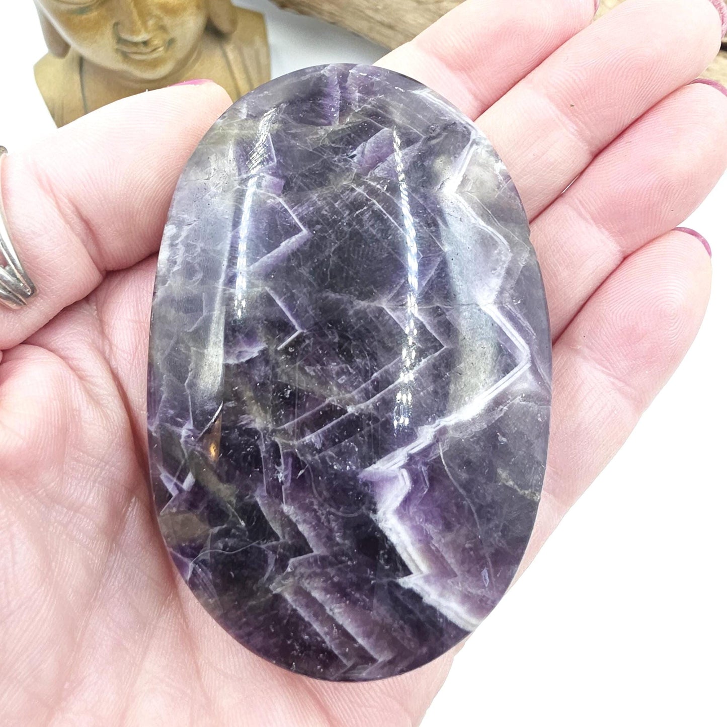 Large Dream Amethyst Palm Stone - Intuition & Spiritual Protection Crystal, 140g