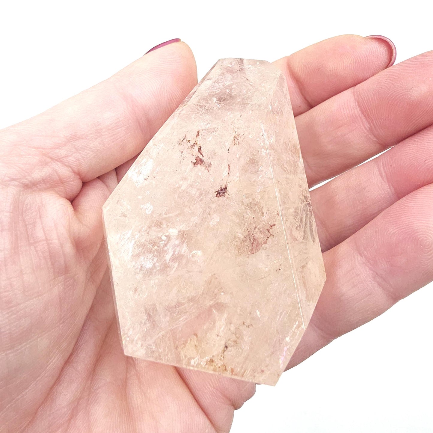 Pink Lemurian Quartz Freeform with Rainbow Flashes – Spiritual Growth, Love & Energy Amplification Crystal, 155g