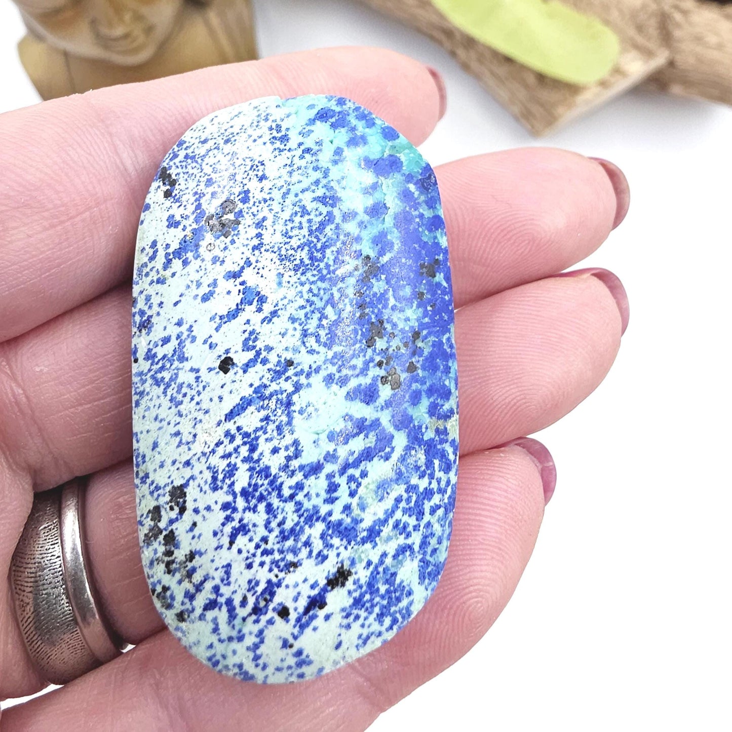 Rare Azurite Palm Stone - Intuition & Spiritual Insight Third Eye Chakra Crystal - 30g