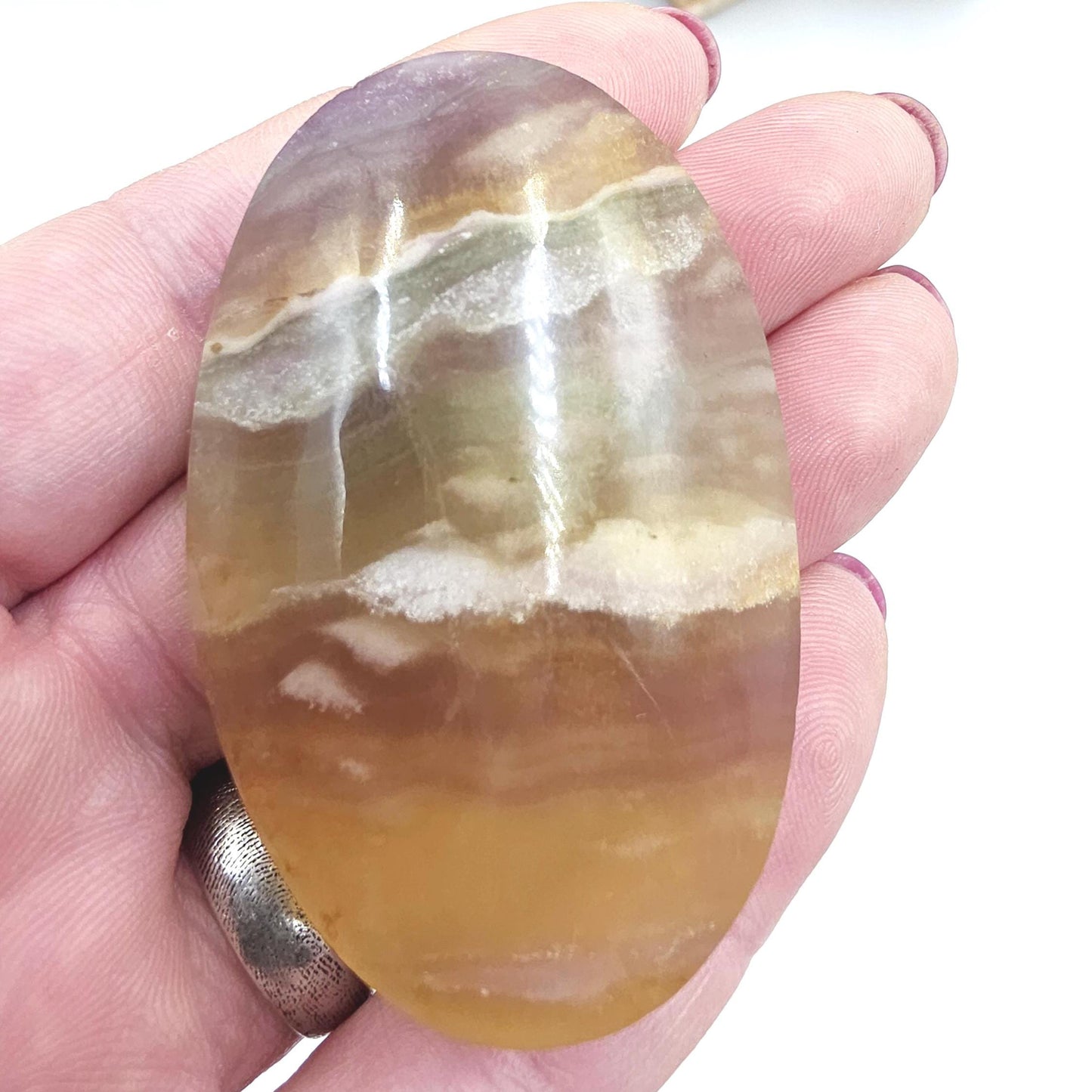 Silk Fluorite Palm Stone – Clarity, Calm & Soothing Flow Energy Crystal, 70g