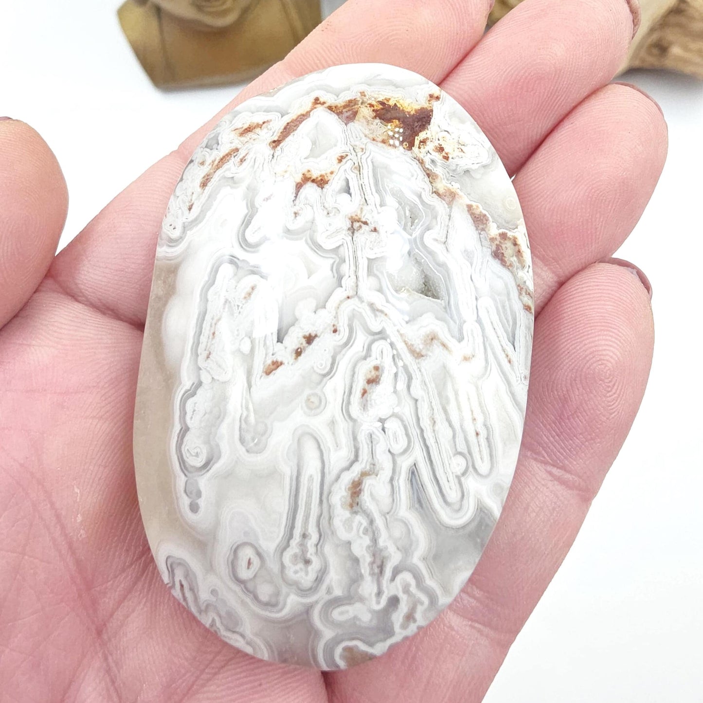 Mexican Crazy Lace Agate Palm Stone - Joy, Positivity & Protection Healing Crystal, 85g