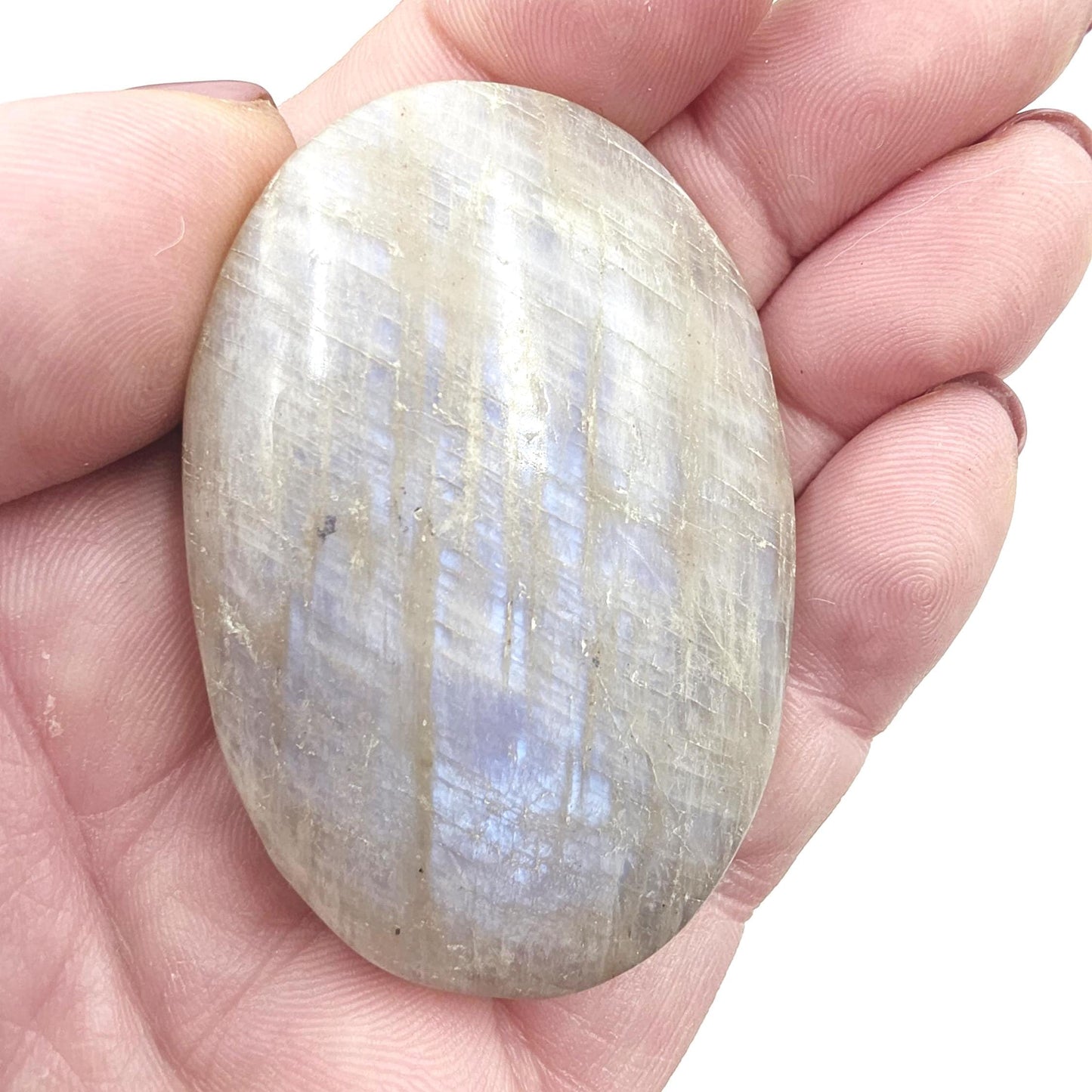 Blue Moonstone Palm Stone – Intuition, Emotional Balance & Crown Chakra Crystal, 65g