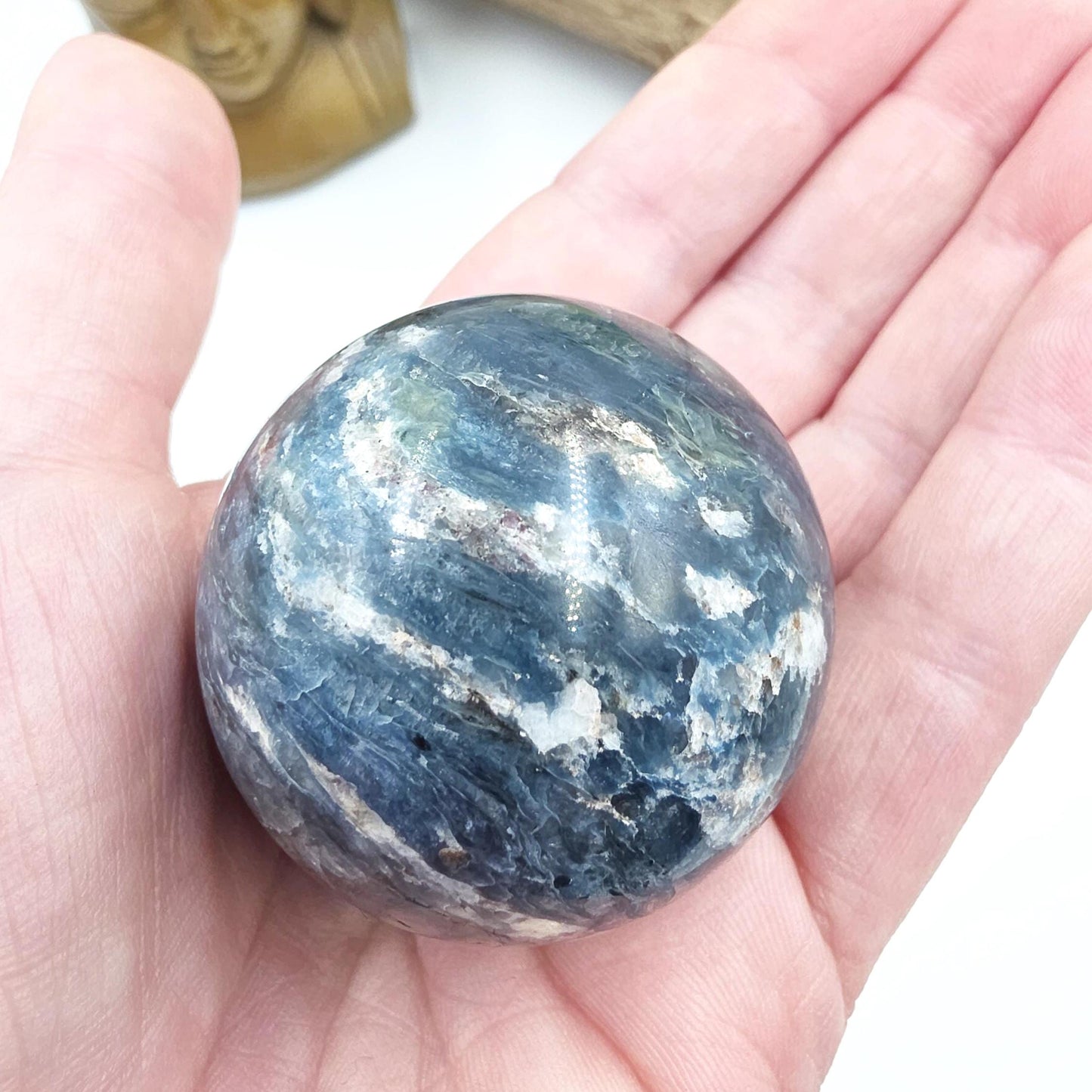 Rare Dumortierite Sphere - Patience, Confidence & Mental Clarity Healing Crystal Ball, 44mm