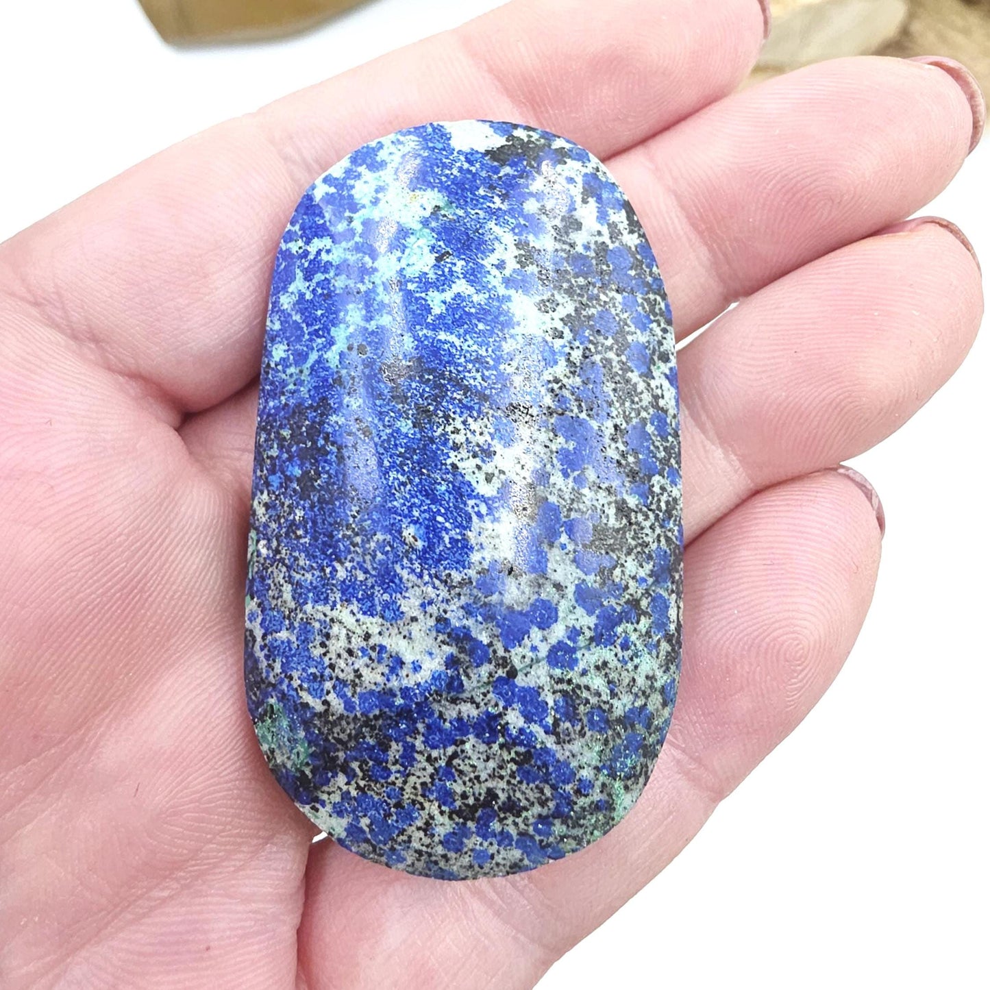 Rare Azurite Palm Stone - Intuition & Spiritual Insight Third Eye Chakra Crystal, 40g