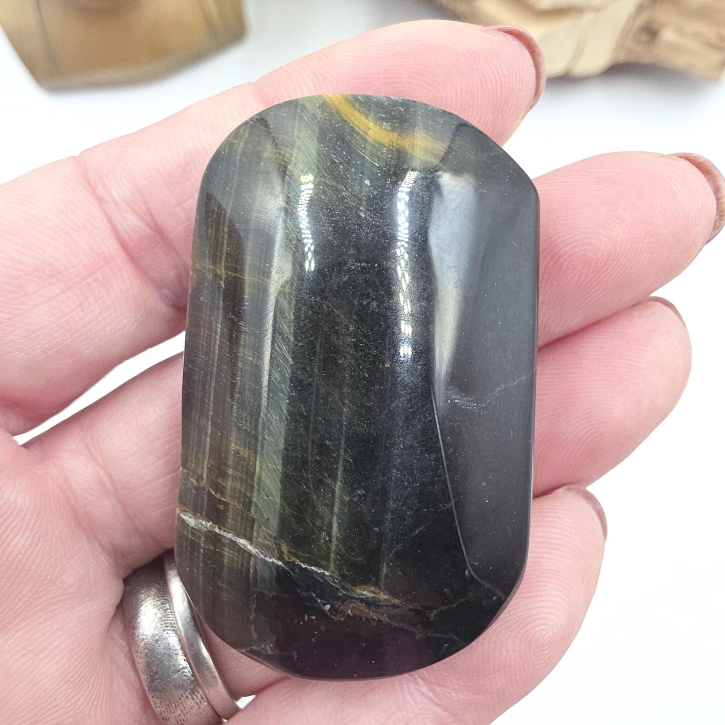 Blue Tiger's Eye Palm Stone - Protection & Intuition Healing Crystal, 50g