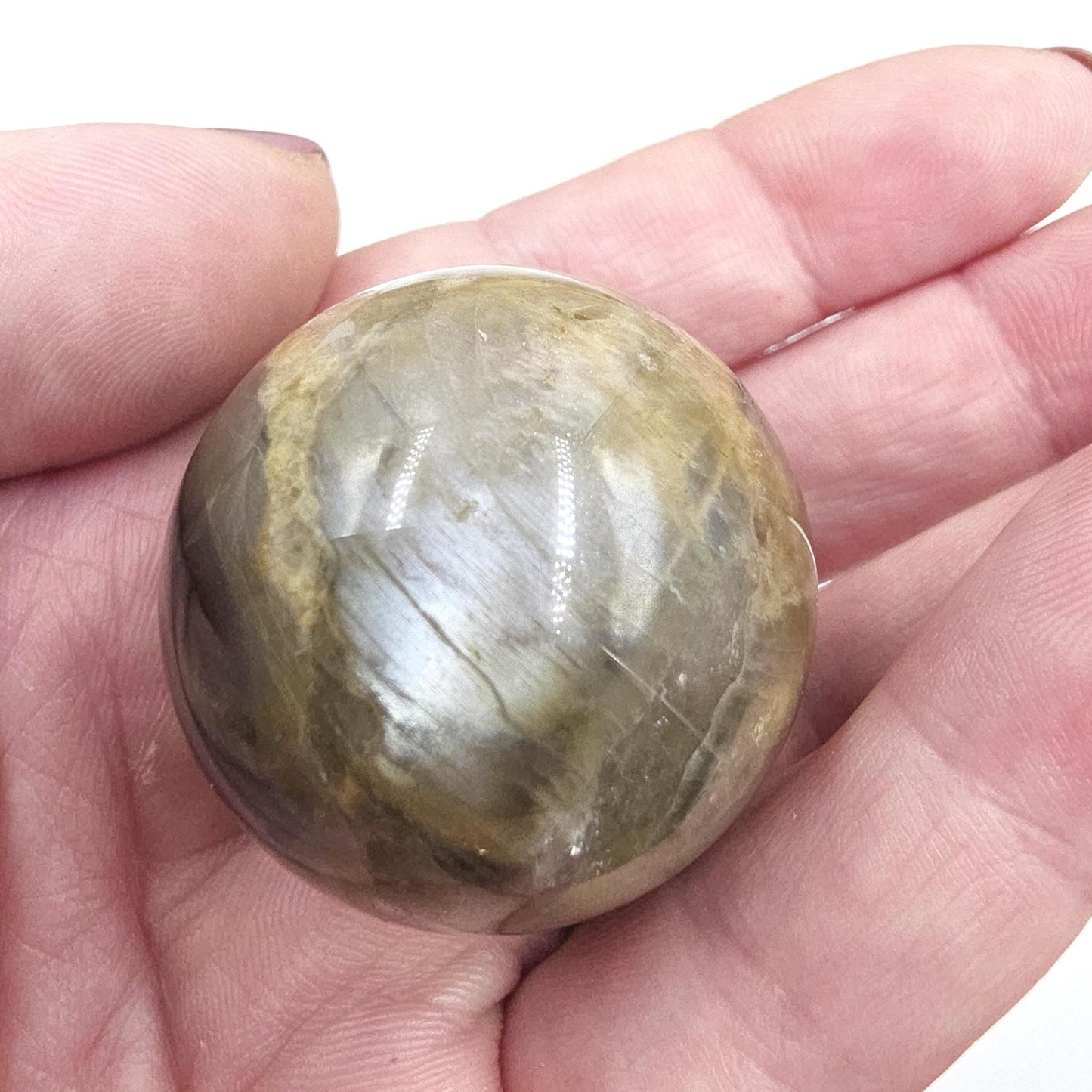 Black Moonstone & Sunstone Sphere – Protection, Joy and Root and Sacral Chakra Crystal, 36mm