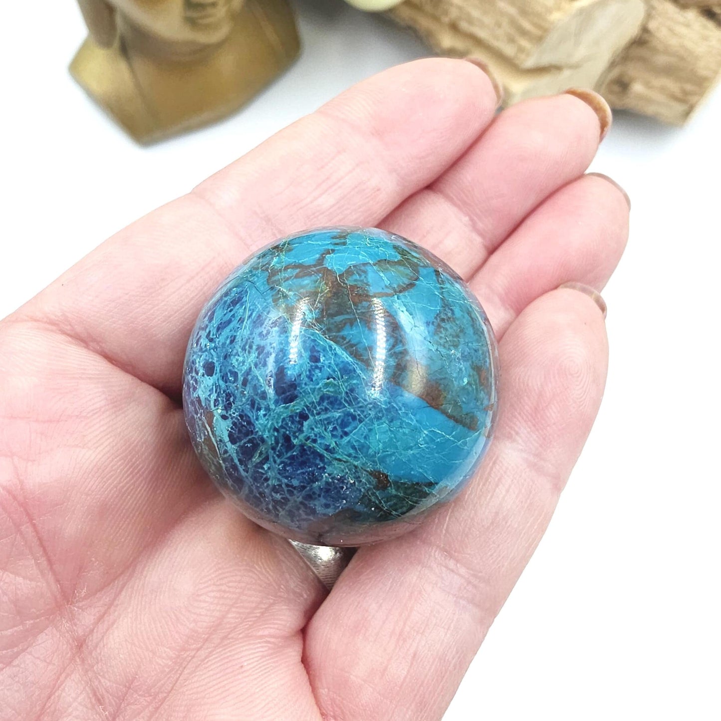 Phoenix Turquoise Sphere – Transformation, Strength & Heart Chakra Energy Crystal, 35mm