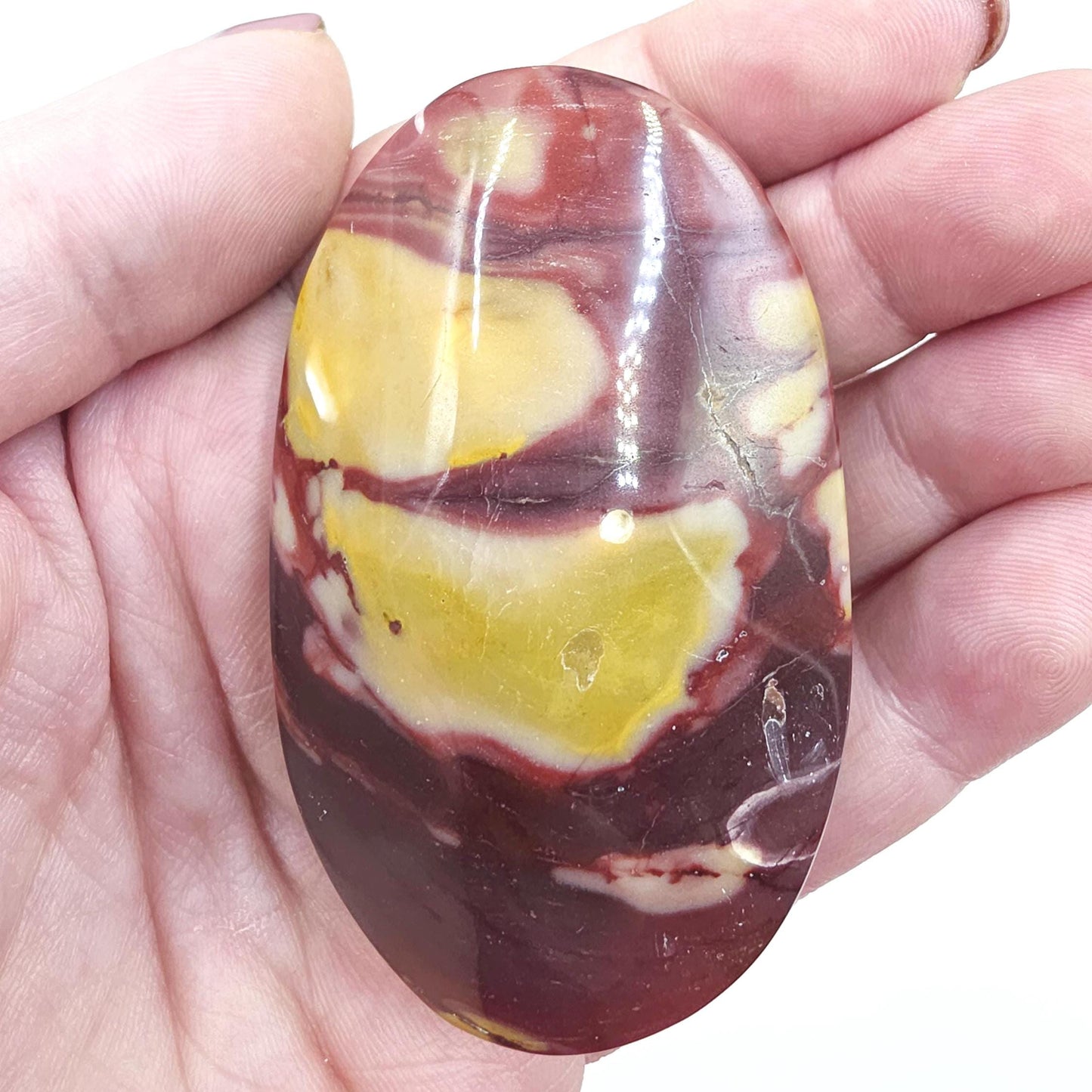 Mookaite Jasper Palm Stone – Strength, Grounding & Emotional Balance Crystal, 115g