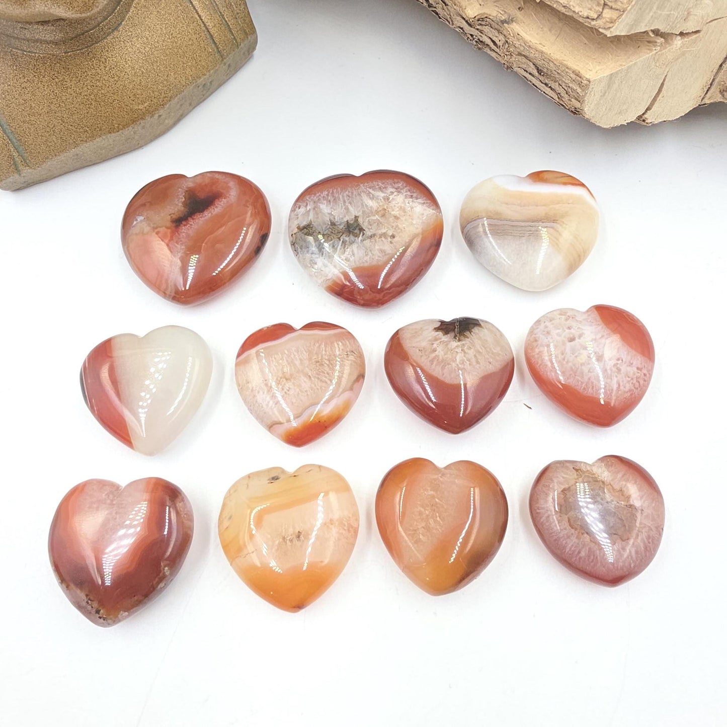 Drusy Carnelian Crystal Hearts – Confidence, Passion & Positive Energy Crystal, 3-4cm