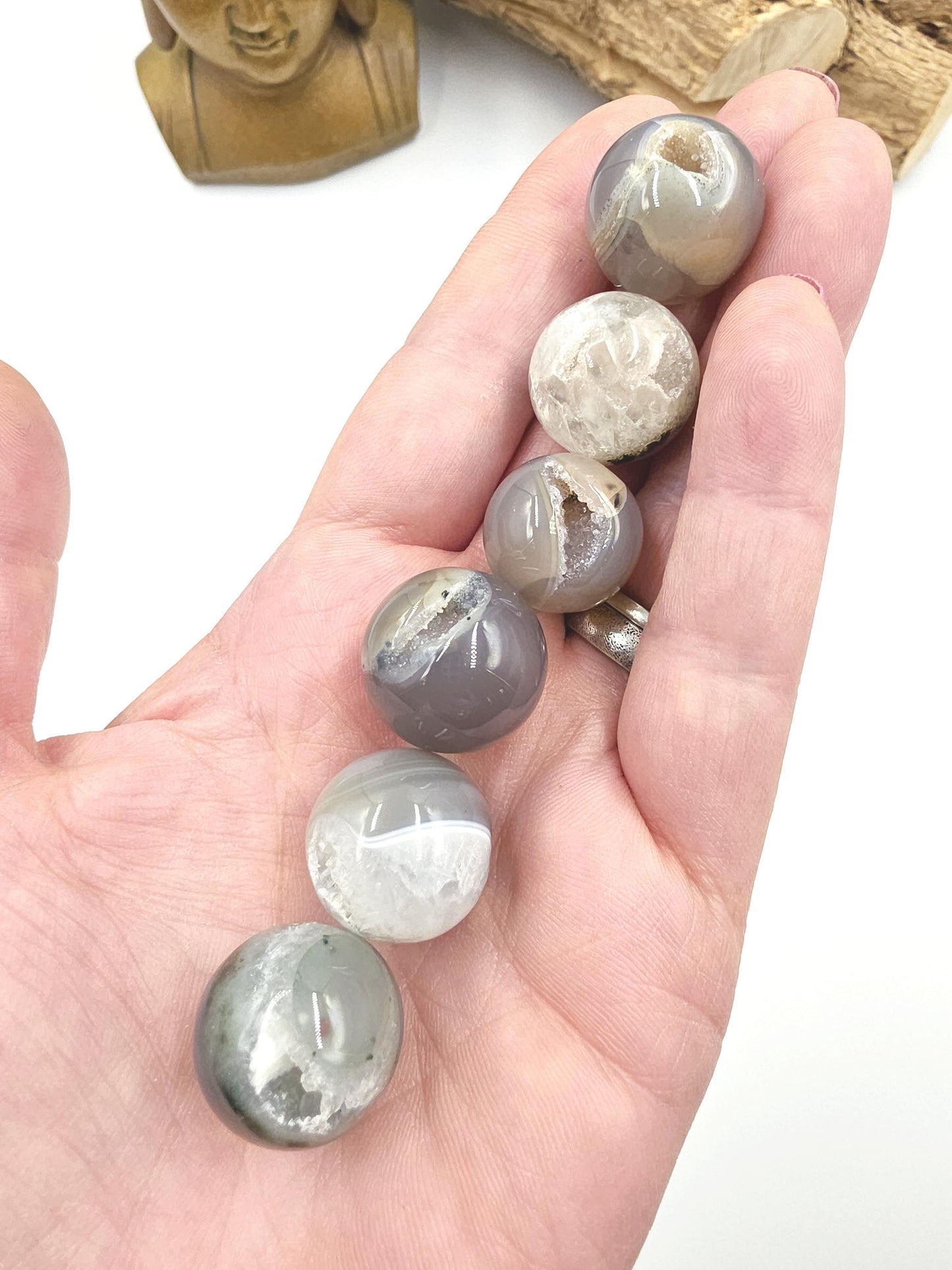 Drusy Agate Mini Spheres – Emotional Balance, Calm & Healing Crystal Ball, 18-20mm