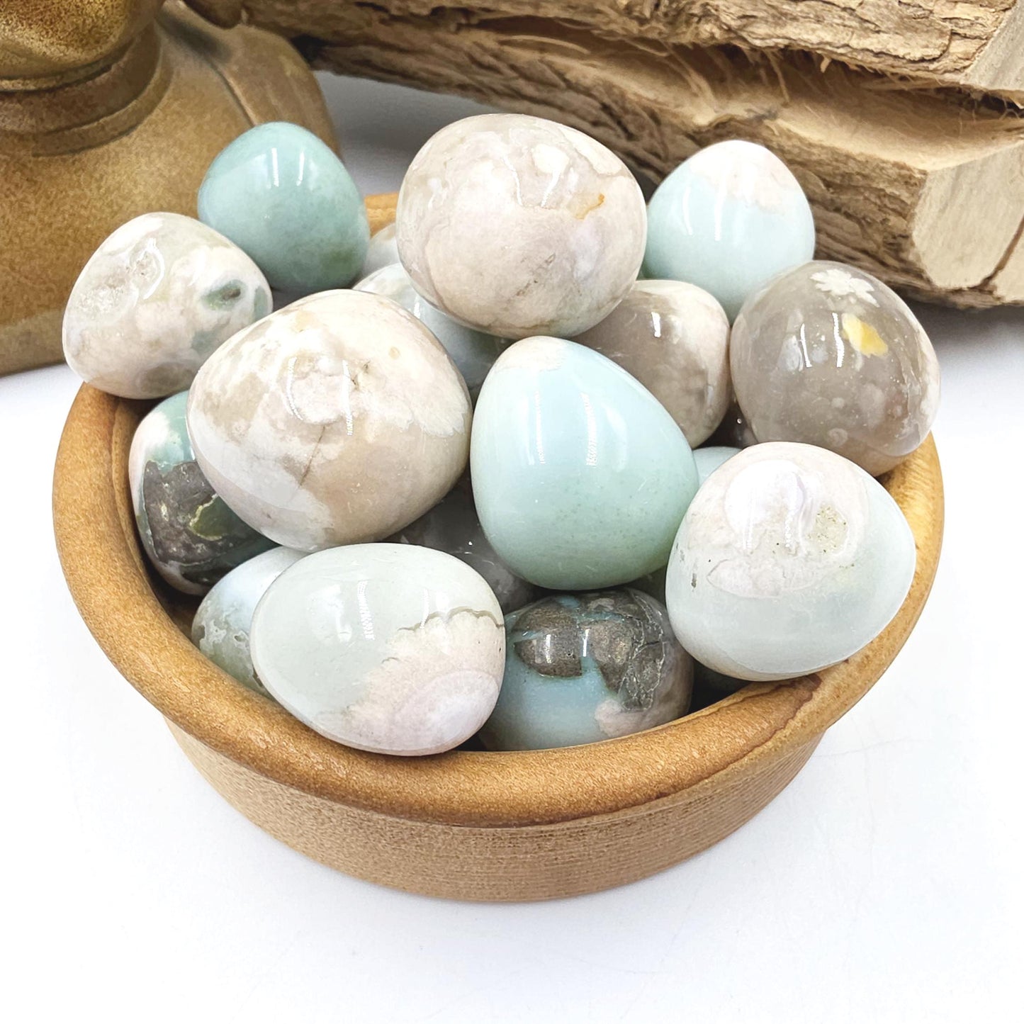 Green Flower Agate (Sakura)Tumble Stones – Growth, Balance & Heart Healing Crystal, 2-3cm