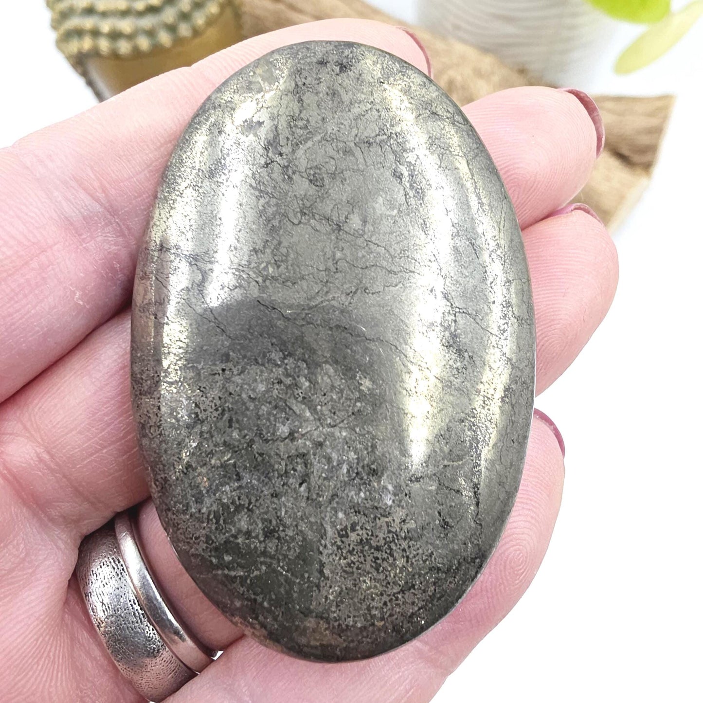Pyrite Palm Stone – Confidence, Protection & Abundance Crystal, 65g