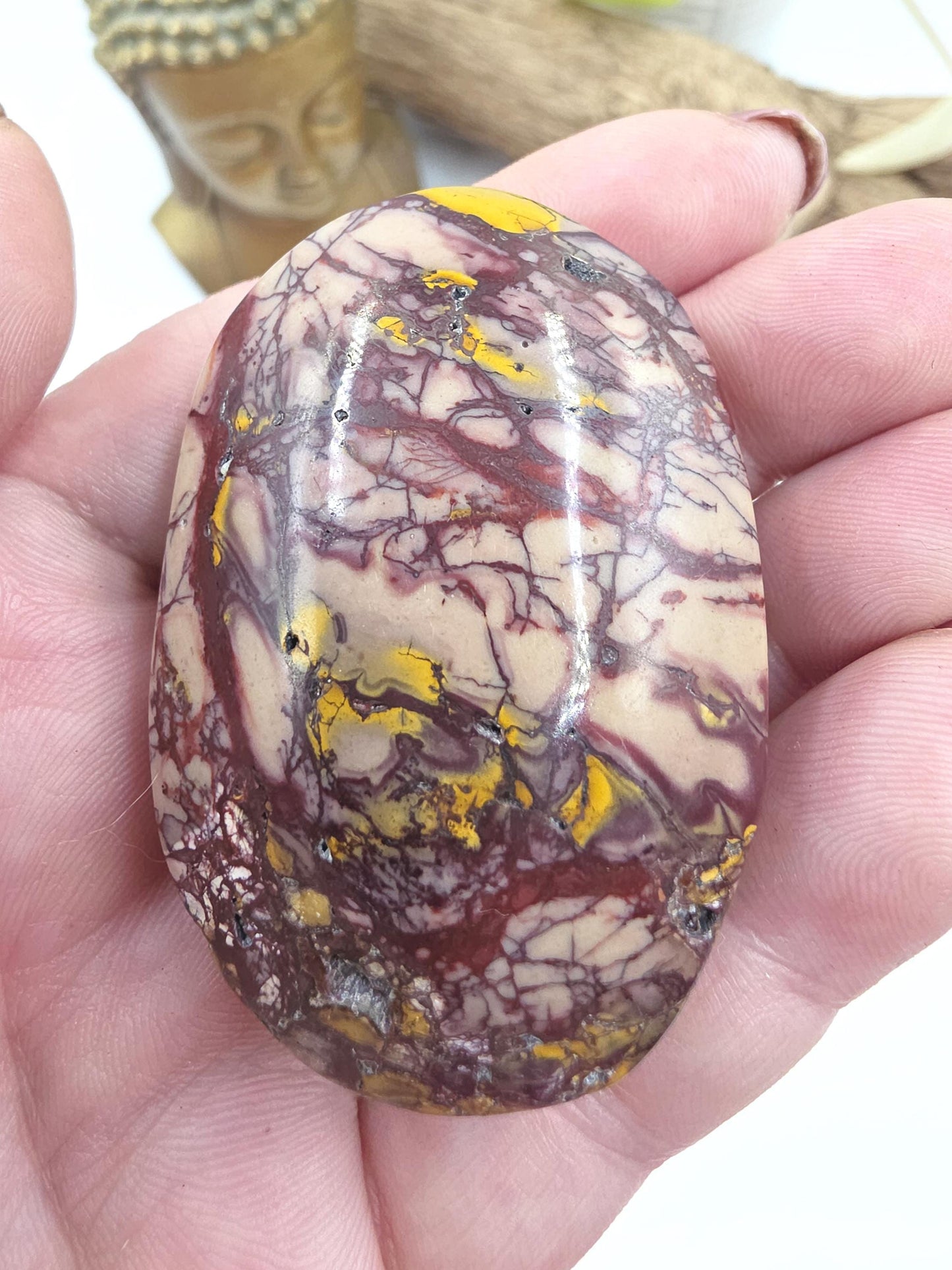 Mookaite Jasper Palm Stone – Strength, Grounding & Emotional Balance Crystal, 80g