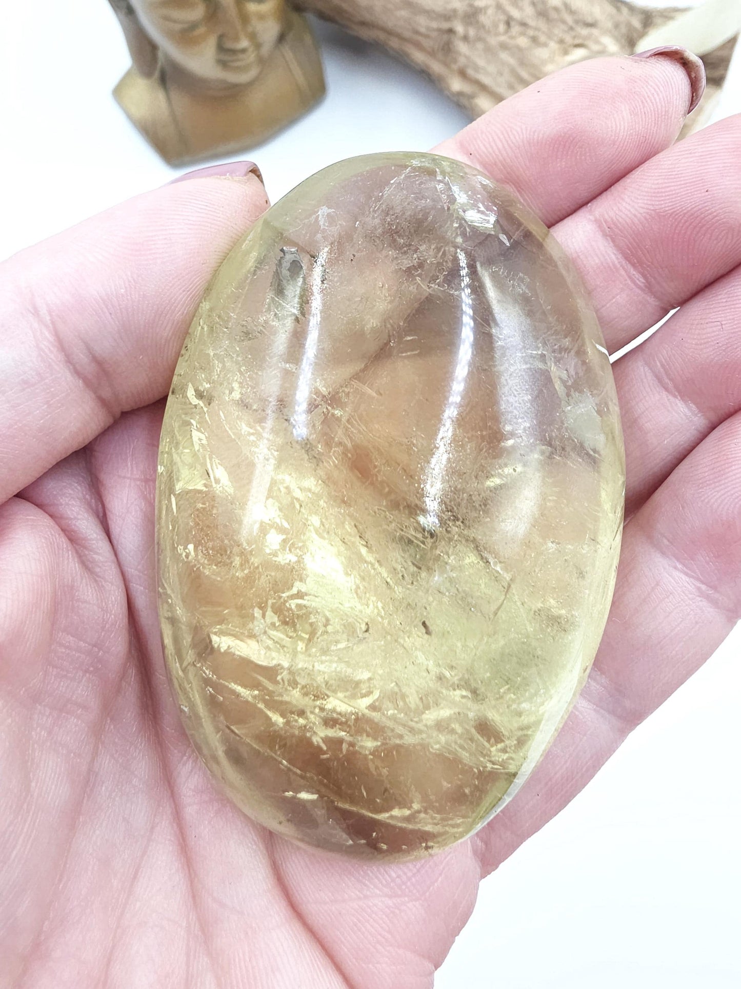 Large Citrine Palm Stone with Rainbows – Abundance, Confidence & Solar Plexus Energy Crystal, 145g