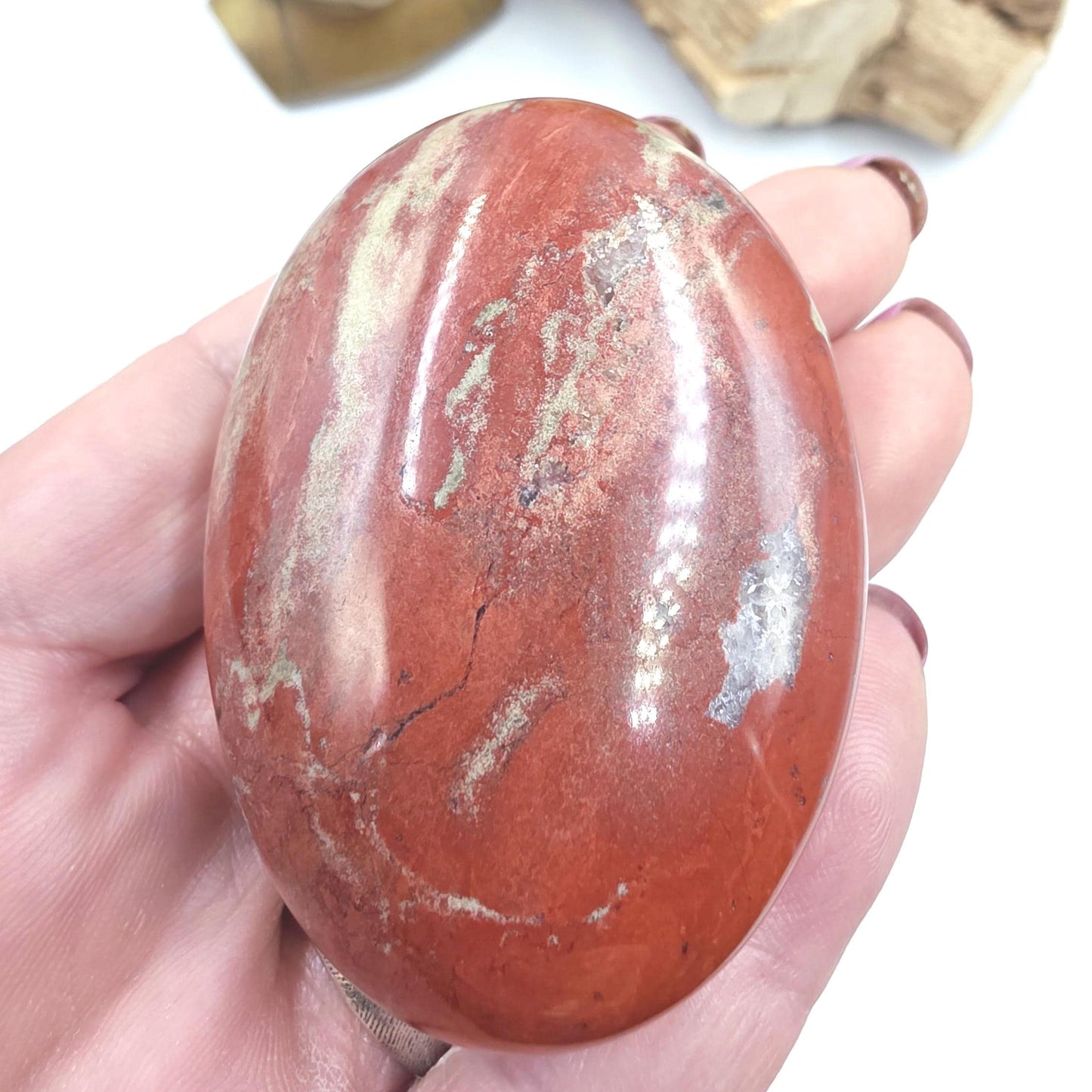 Red Jasper Palm Stone – Strength, Grounding & Protective Stability Crystal, 115g