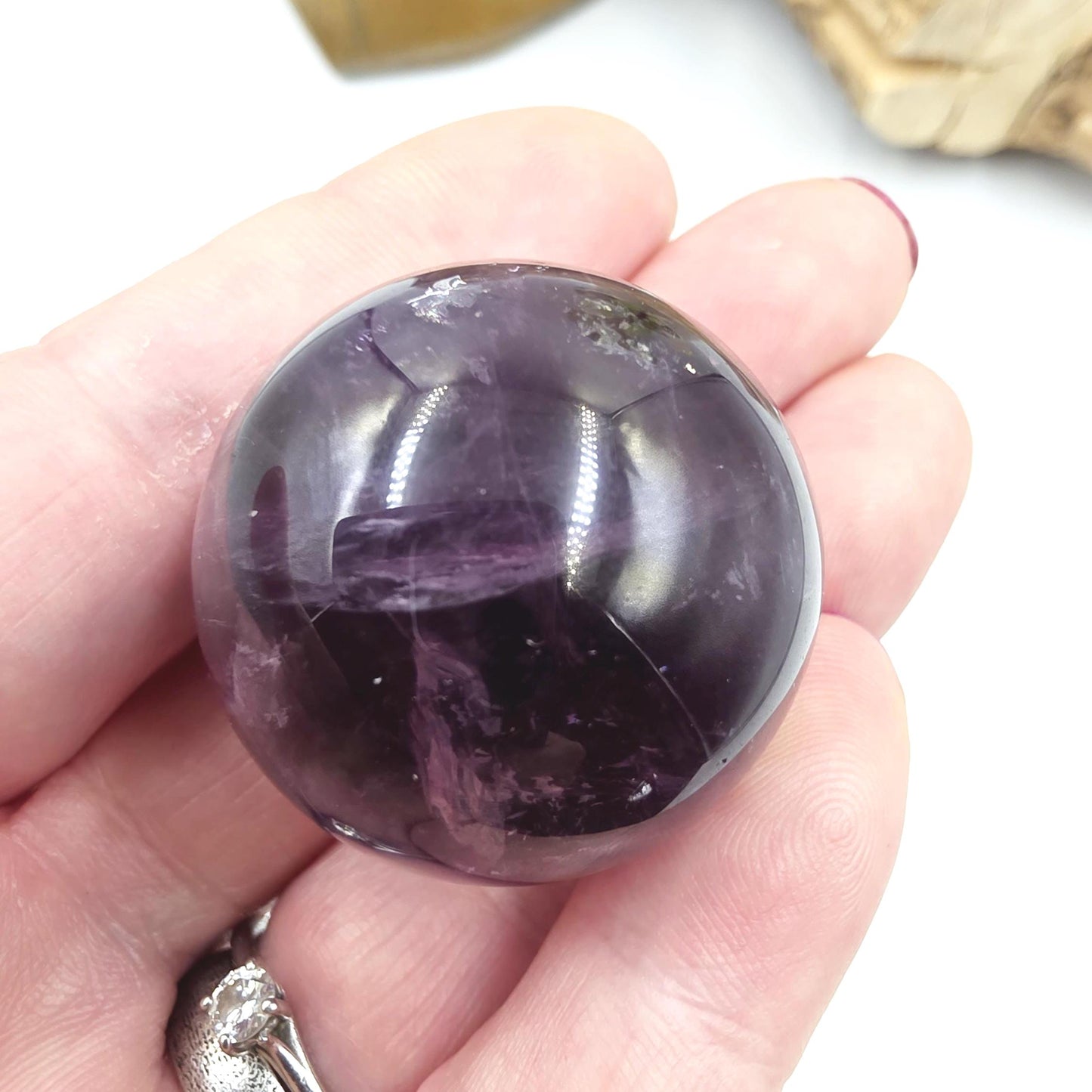 Flashy Amethyst Sphere with Rainbows – Calm, Intuition & Spiritual Healing Crystal, 32mm