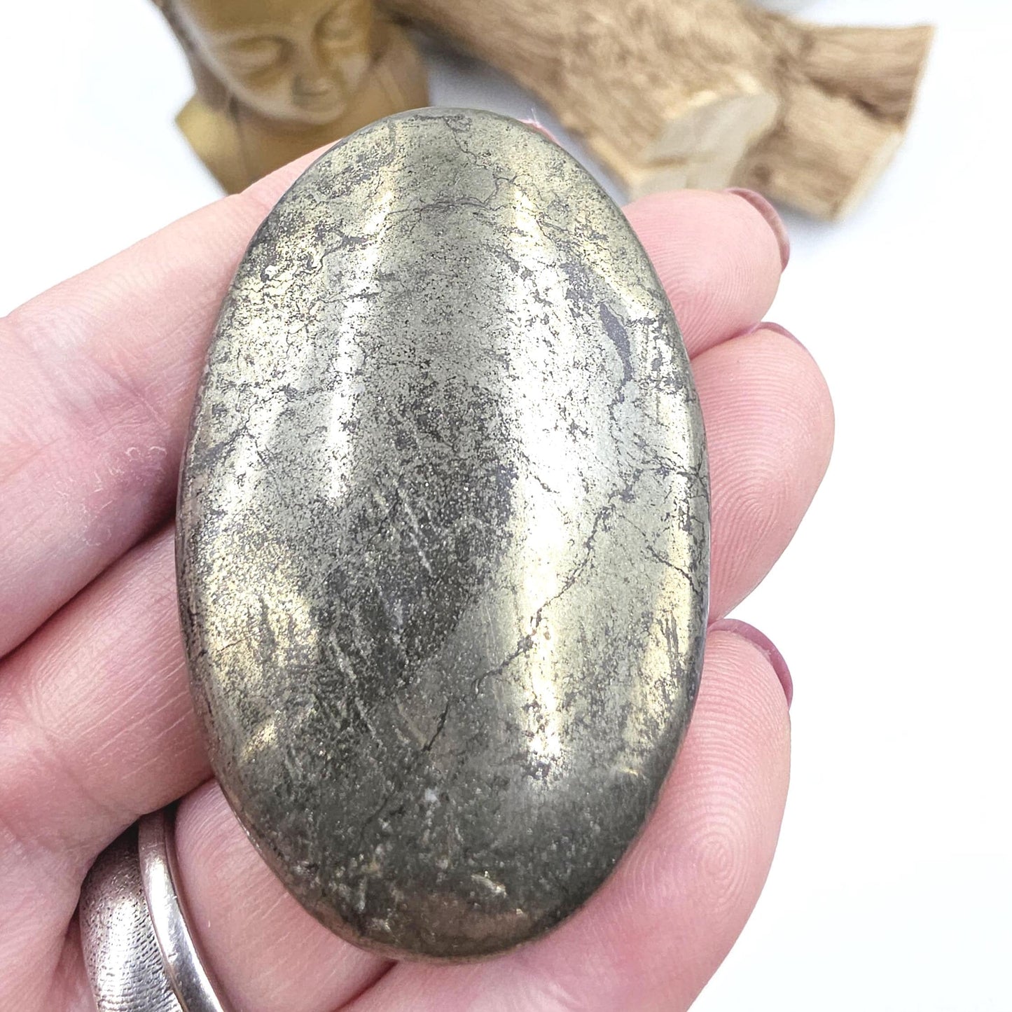 Pyrite Palm Stone – Confidence, Protection & Abundance Crystal, 70g