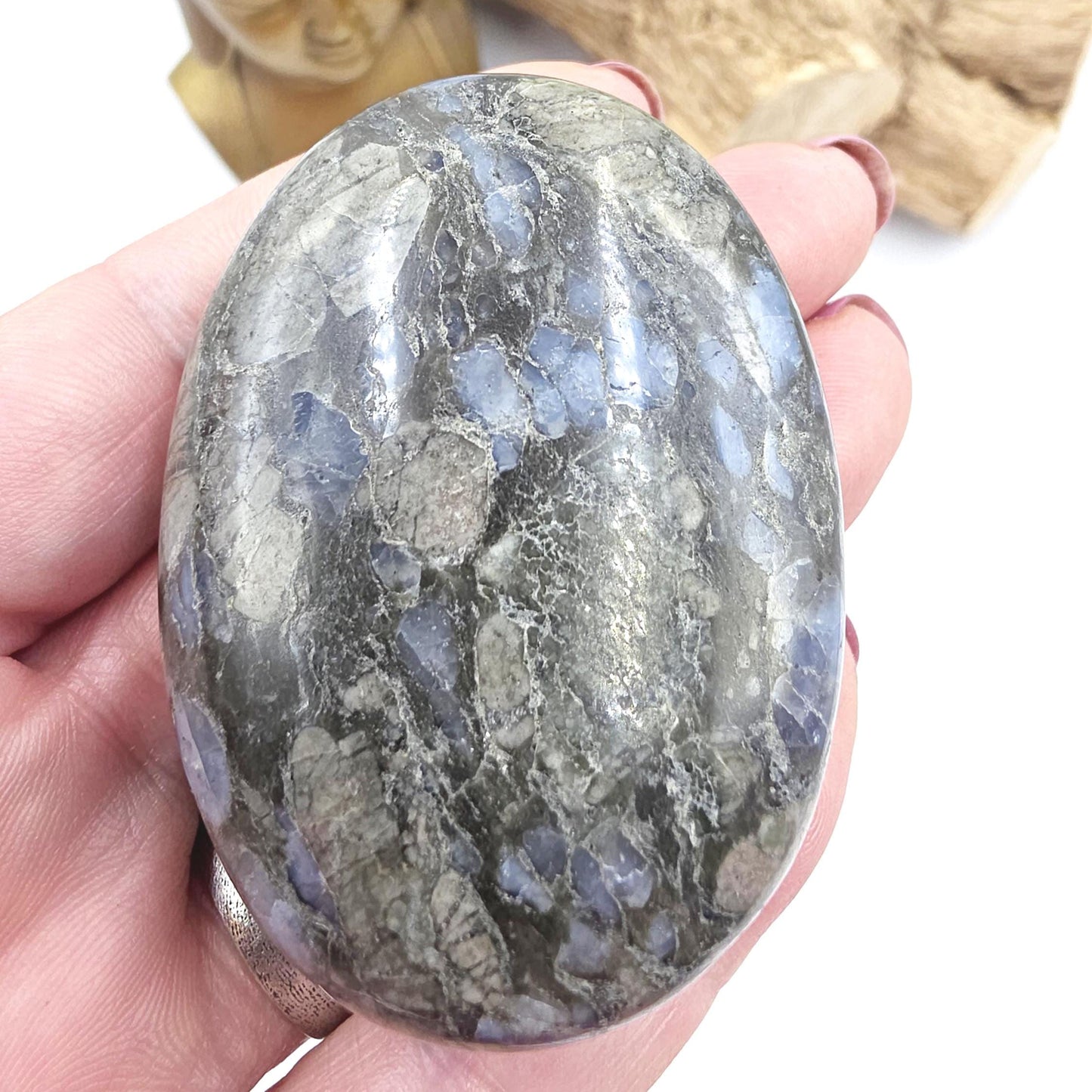 Que Sera (Llanite) Palm Stone – Positivity, Empowerment & Spiritual Growth Crystal, 100g