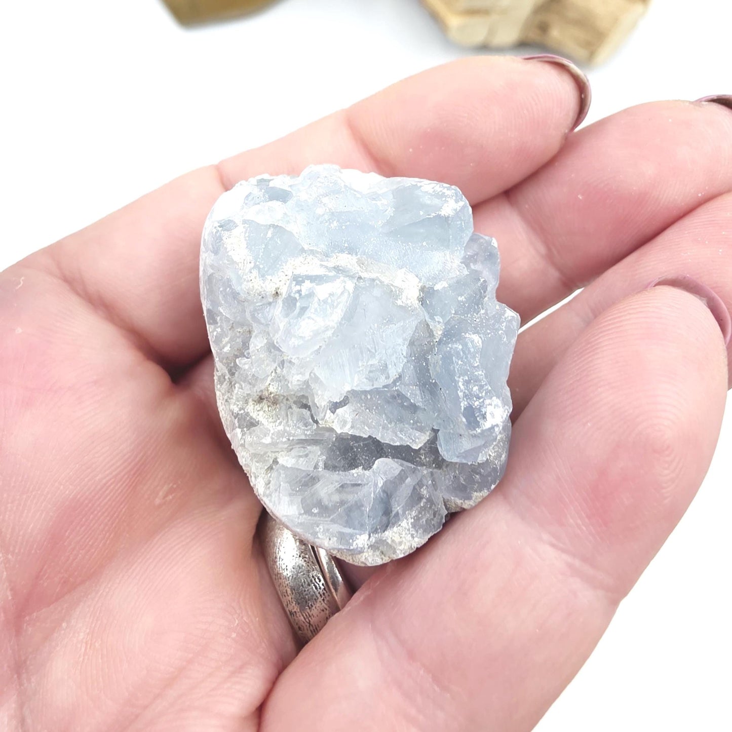 Little Raw Celestite Specimen – Peace, Angelic Energy & Soothing Spiritual Support Crystal, 60g