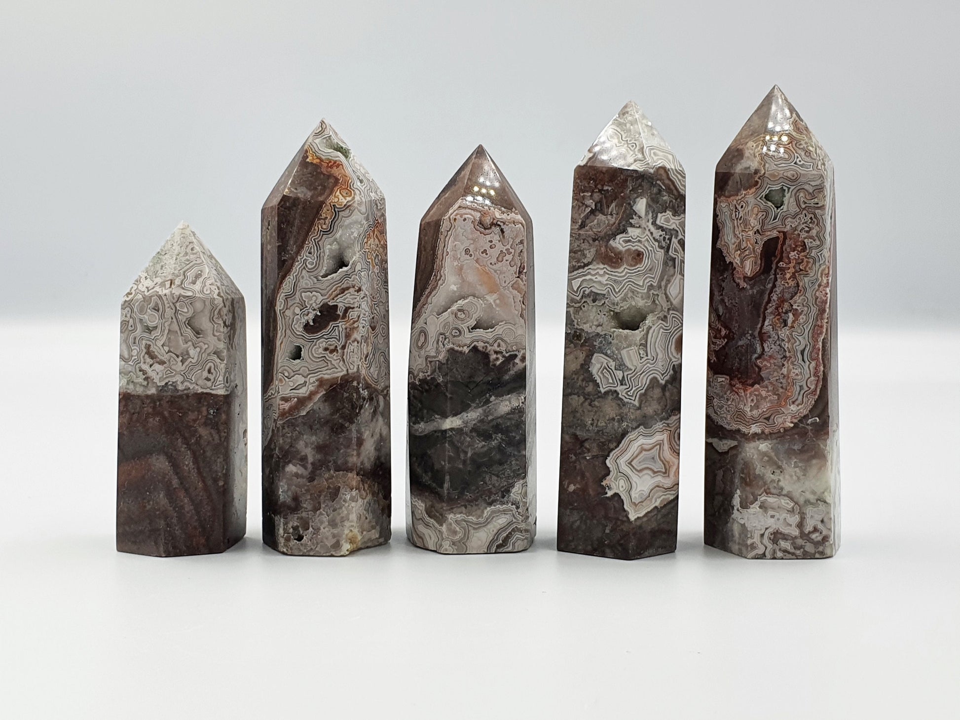 Mexican Crazy Lace Agate Tower - Sprinkled with druzy