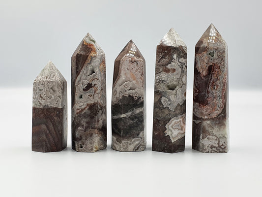 Mexican Crazy Lace Agate Tower - Sprinkled with druzy