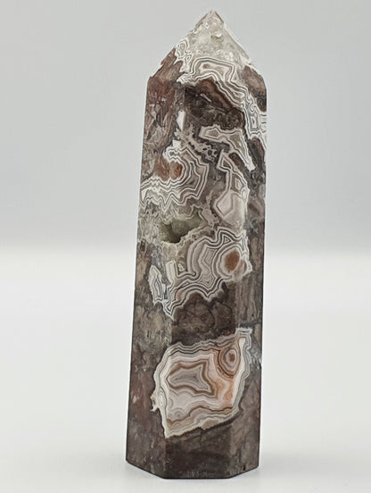 Mexican Crazy Lace Agate Tower - Sprinkled with druzy