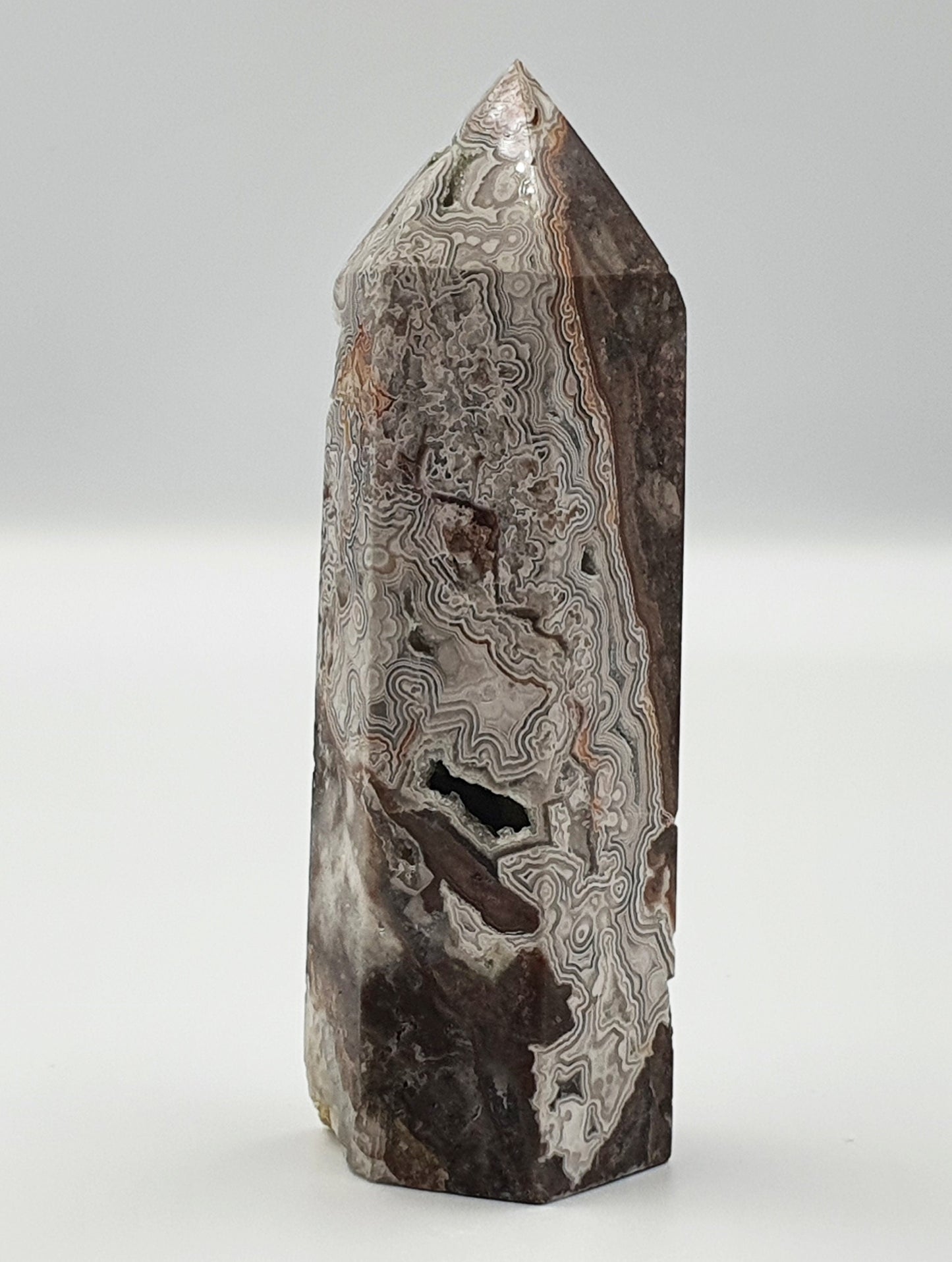 Mexican Crazy Lace Agate Tower - Sprinkled with druzy