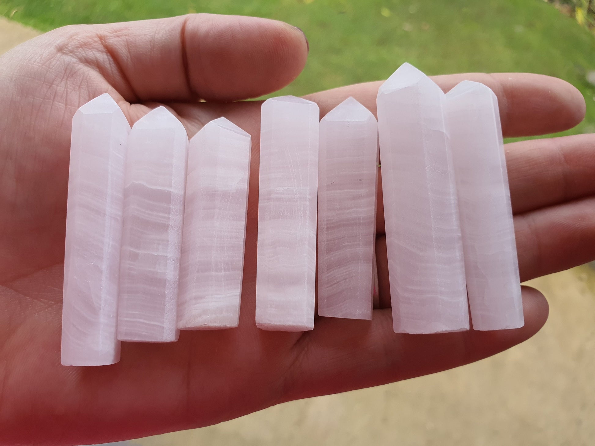Pink Mangano Calcite Mini Tower