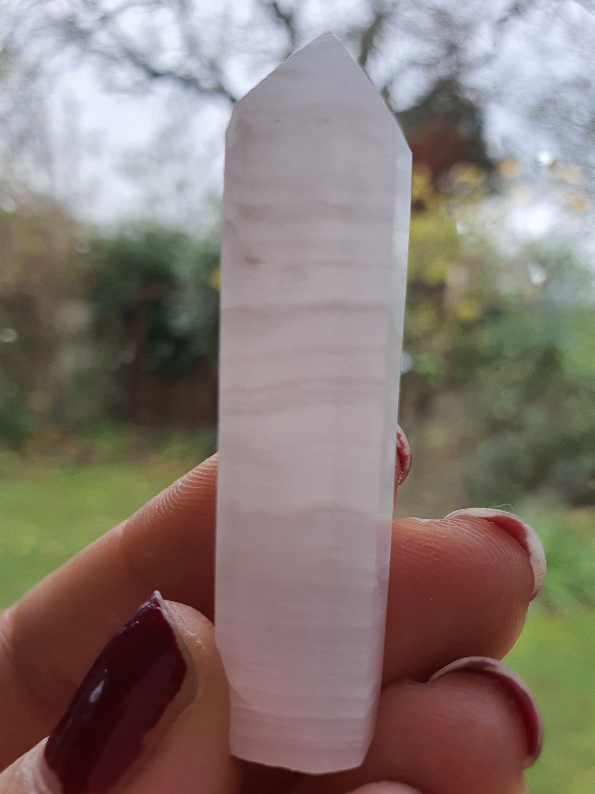 Pink Mangano Calcite Mini Tower