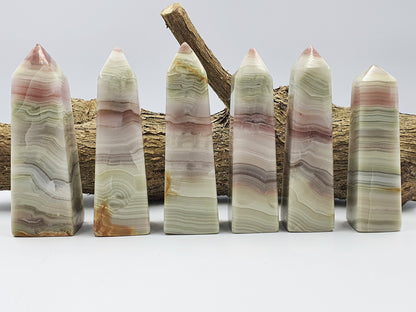 Pink Banded Calcite Crystal Tower - Tranquillity - Four Available