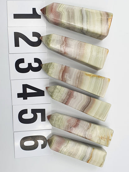 Pink Banded Calcite Crystal Tower - Tranquillity - Four Available