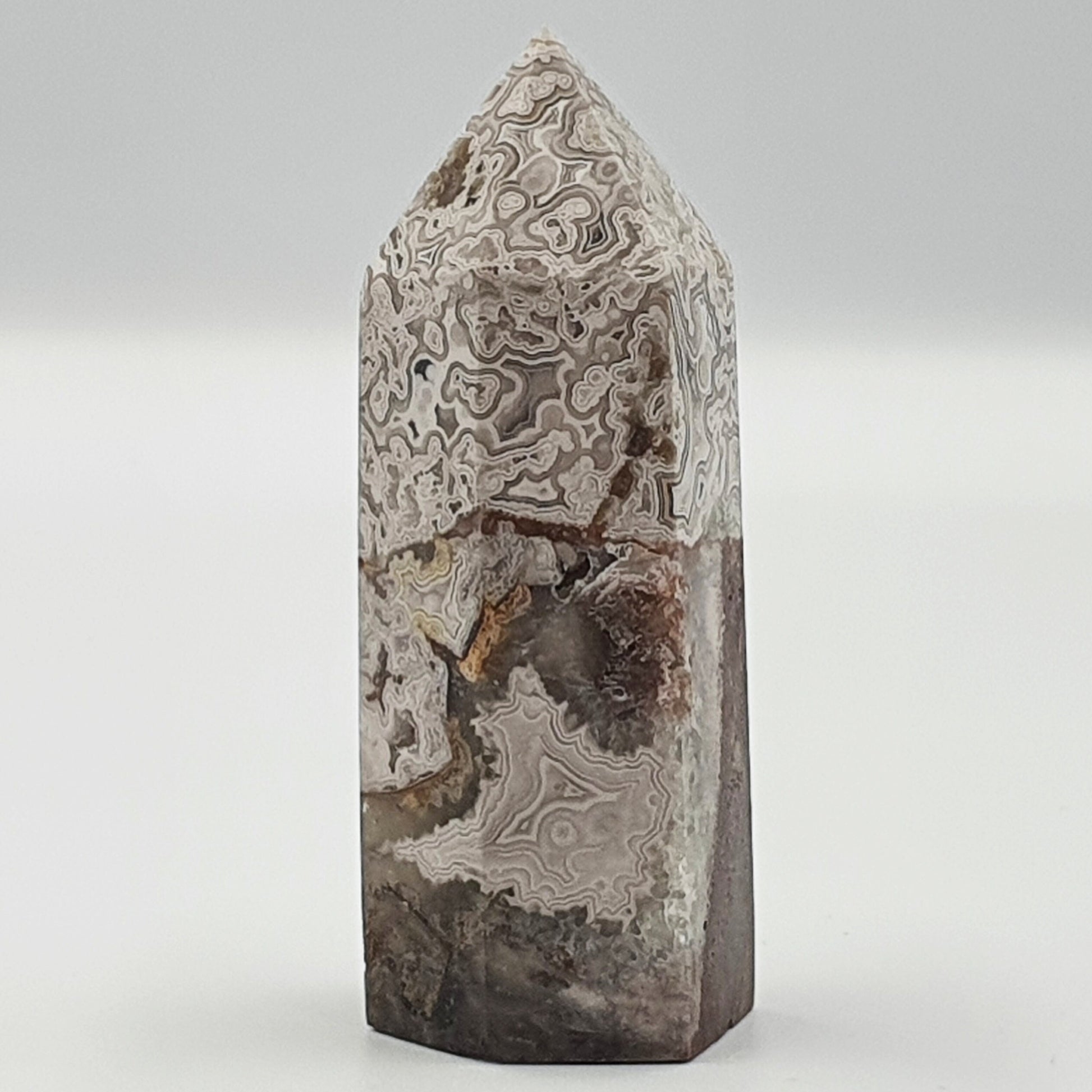 Mexican Crazy Lace Agate Tower - Sprinkled with druzy