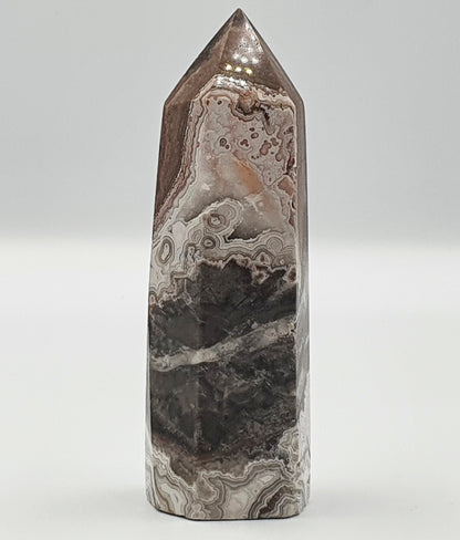 Mexican Crazy Lace Agate Tower - Sprinkled with druzy