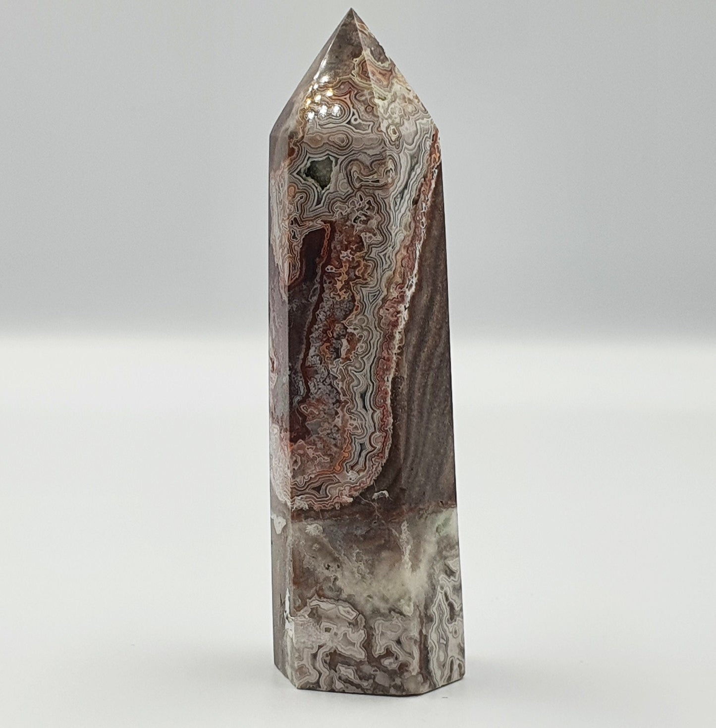 Mexican Crazy Lace Agate Tower - Sprinkled with druzy