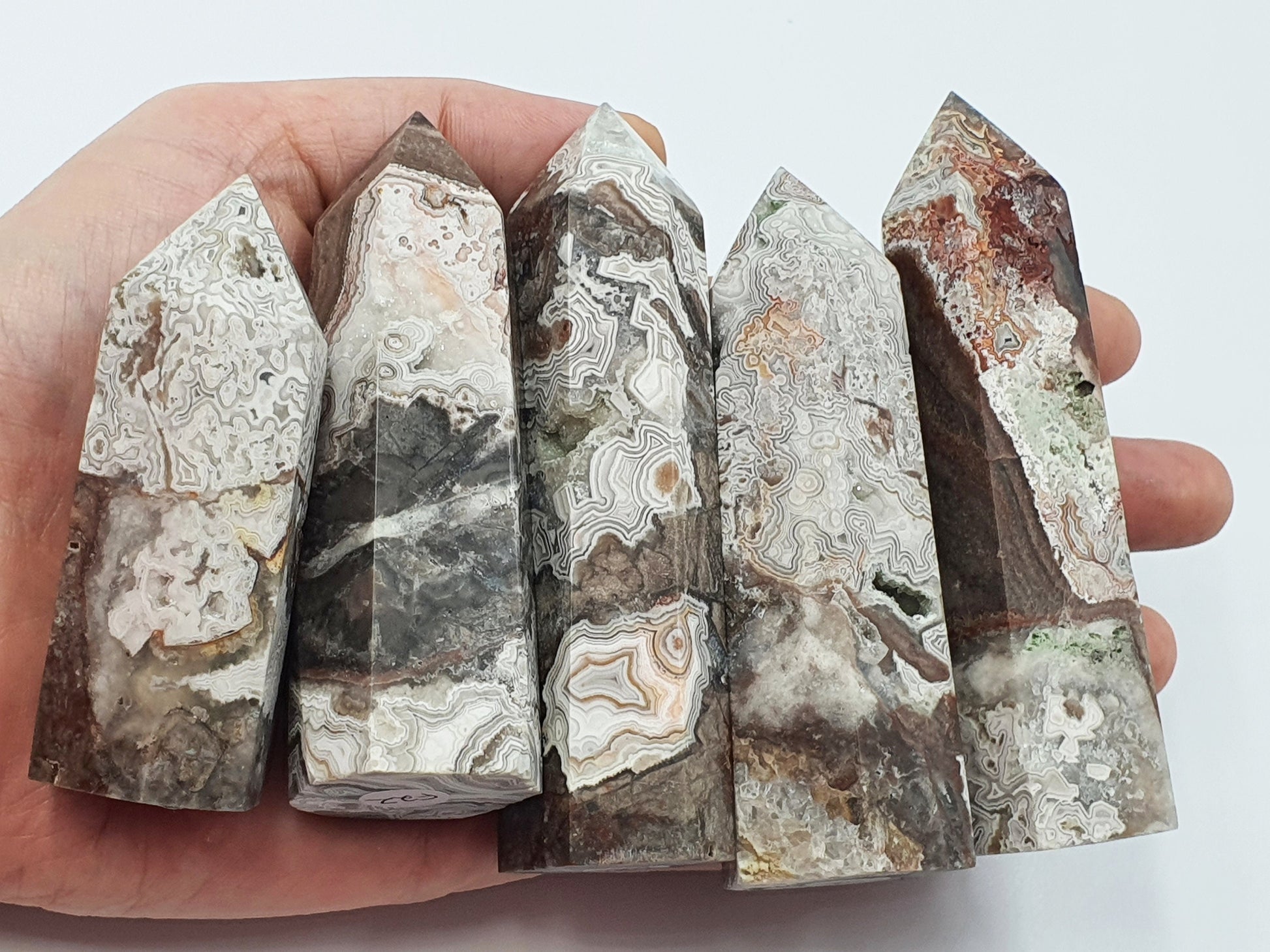 Mexican Crazy Lace Agate Tower - Sprinkled with druzy