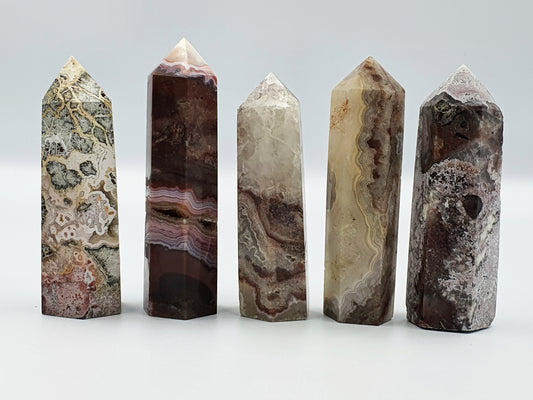Unique Mexican Agate Crazy Lace Tower - Four Available - 8.3 to 8.8cm tall