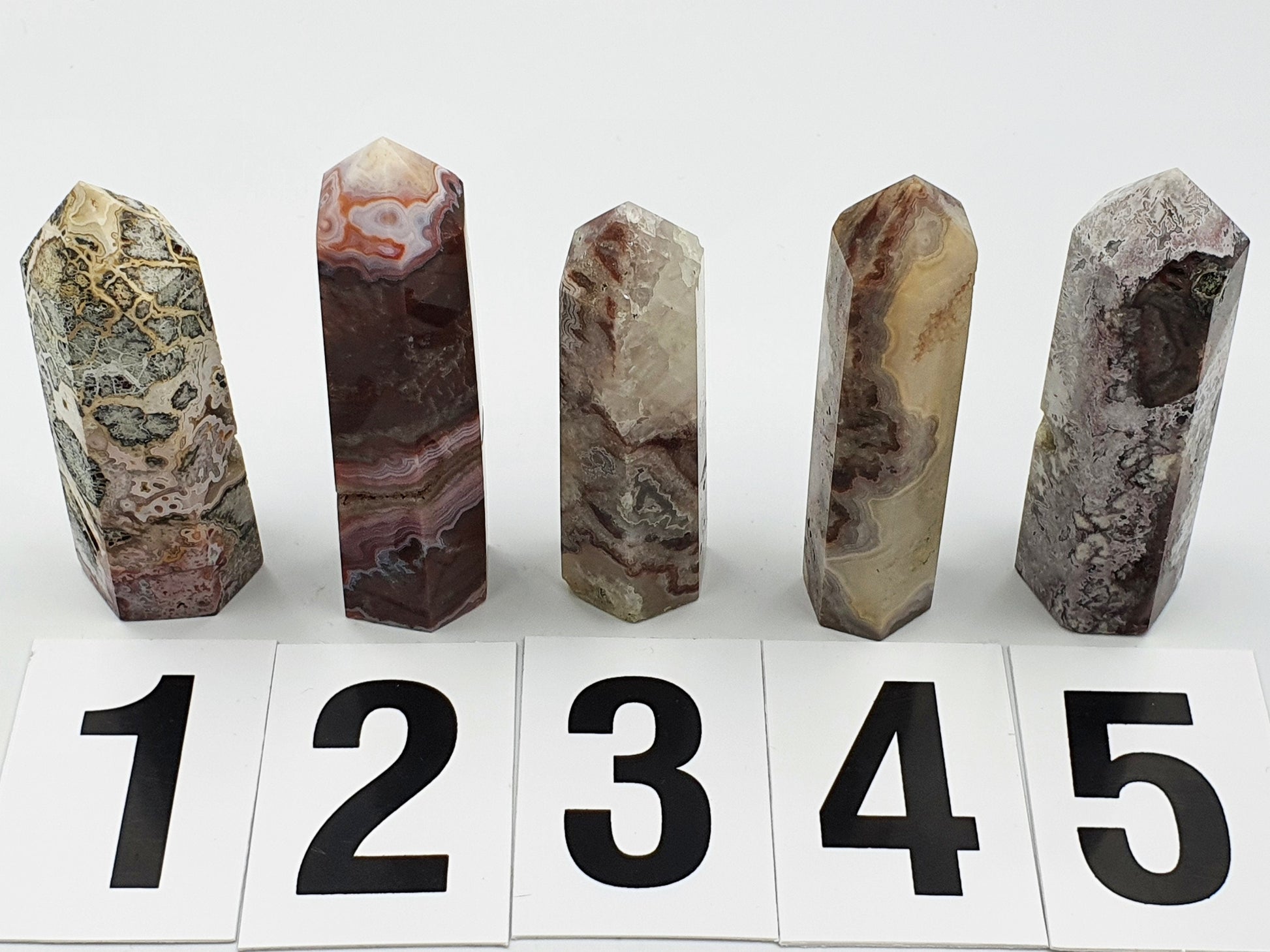 Unique Mexican Agate Crazy Lace Tower - Four Available - 8.3 to 8.8cm tall