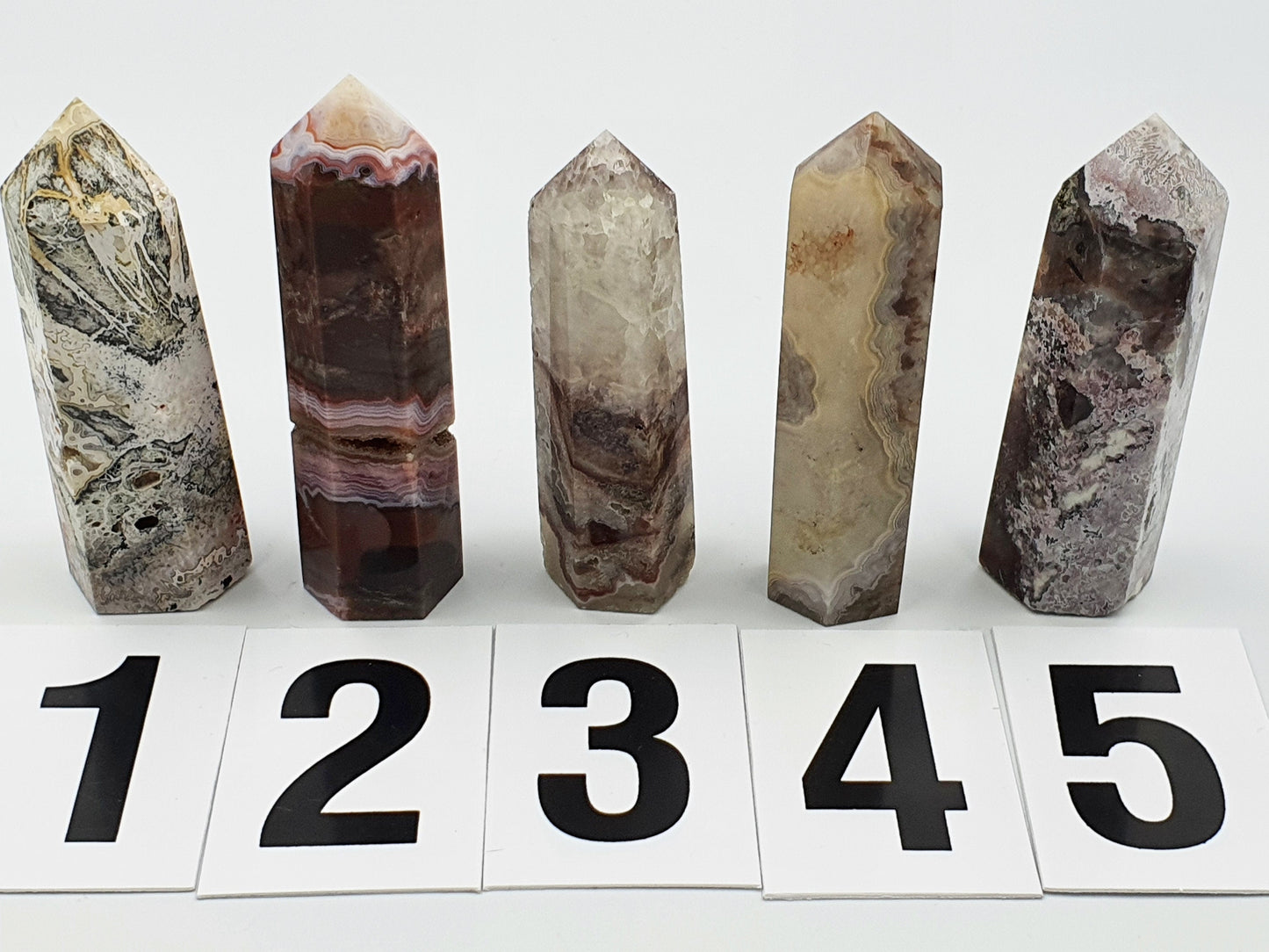 Unique Mexican Agate Crazy Lace Tower - Four Available - 8.3 to 8.8cm tall