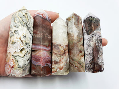 Unique Mexican Agate Crazy Lace Tower - Four Available - 8.3 to 8.8cm tall