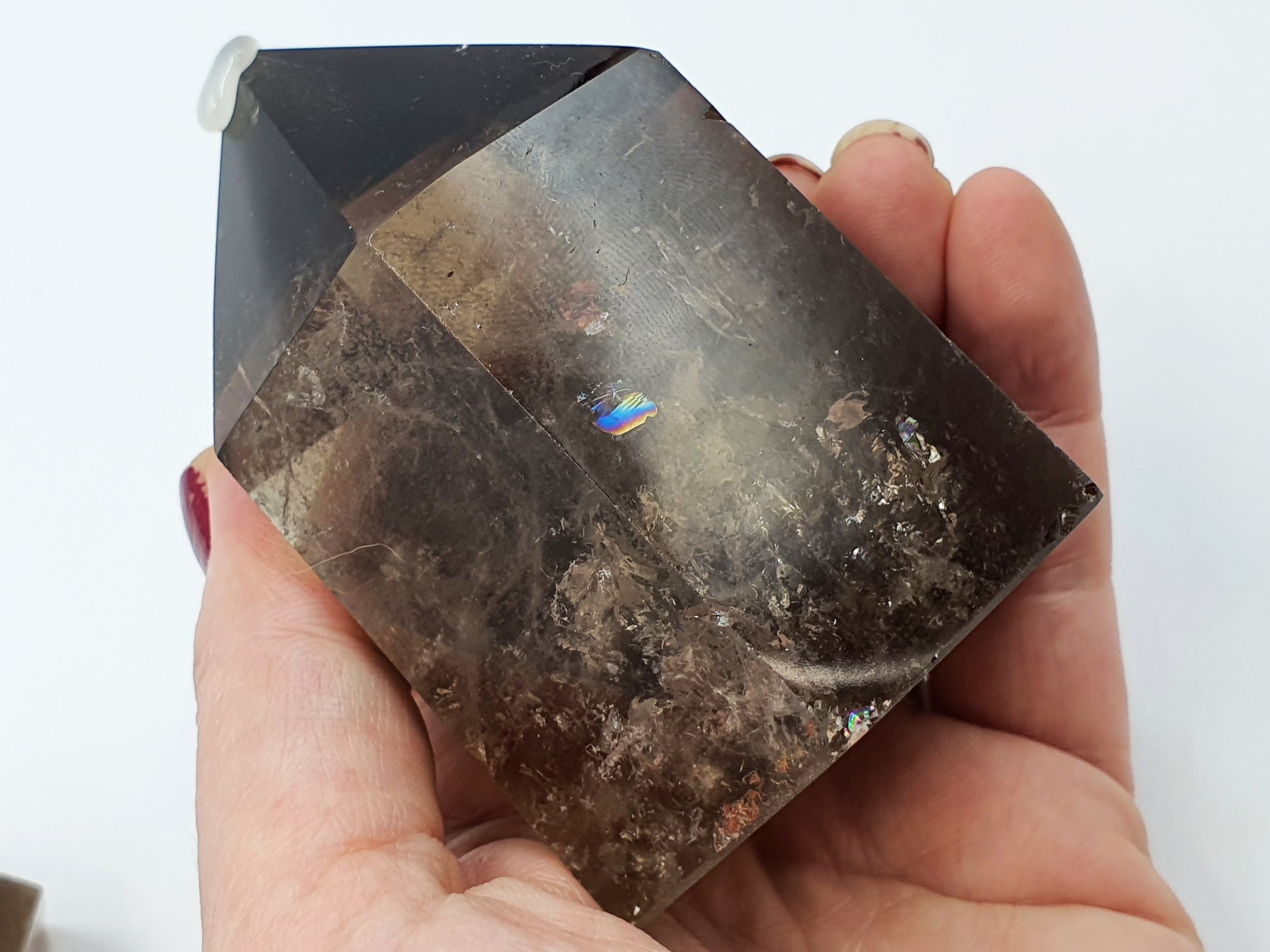Smokey Quartz Point with rainbows