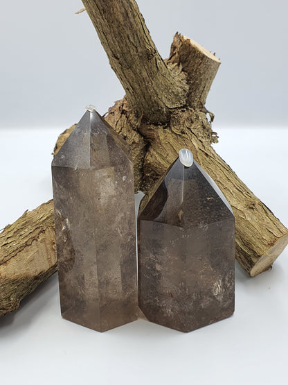 Smokey Quartz Point with rainbows