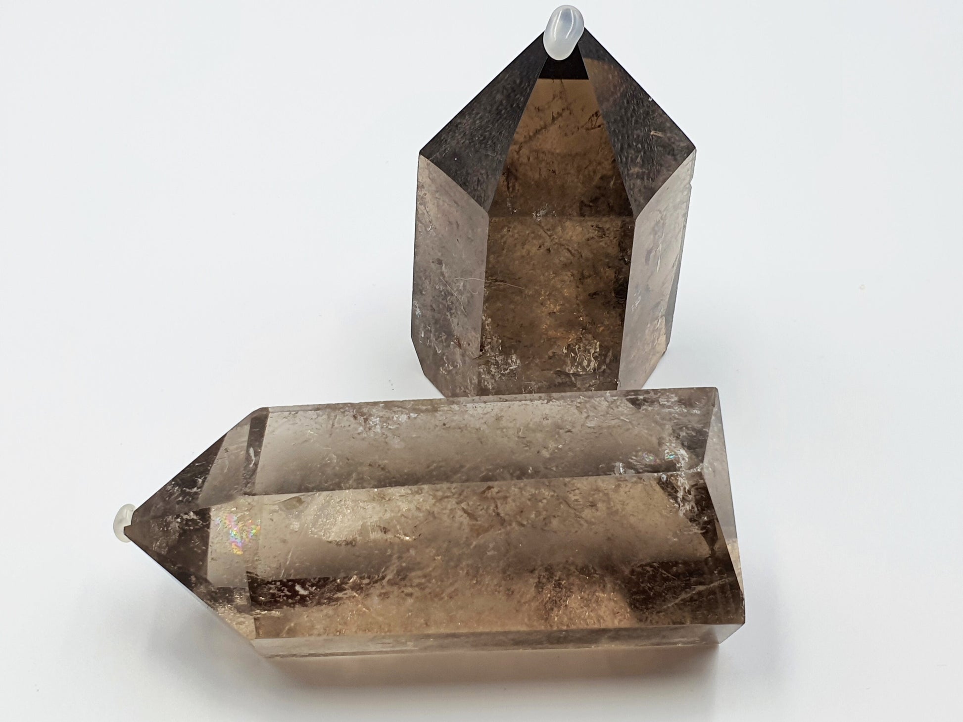Smokey Quartz Point with rainbows