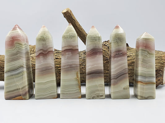 Pink Banded Calcite Crystal Tower - Tranquillity - Four Available