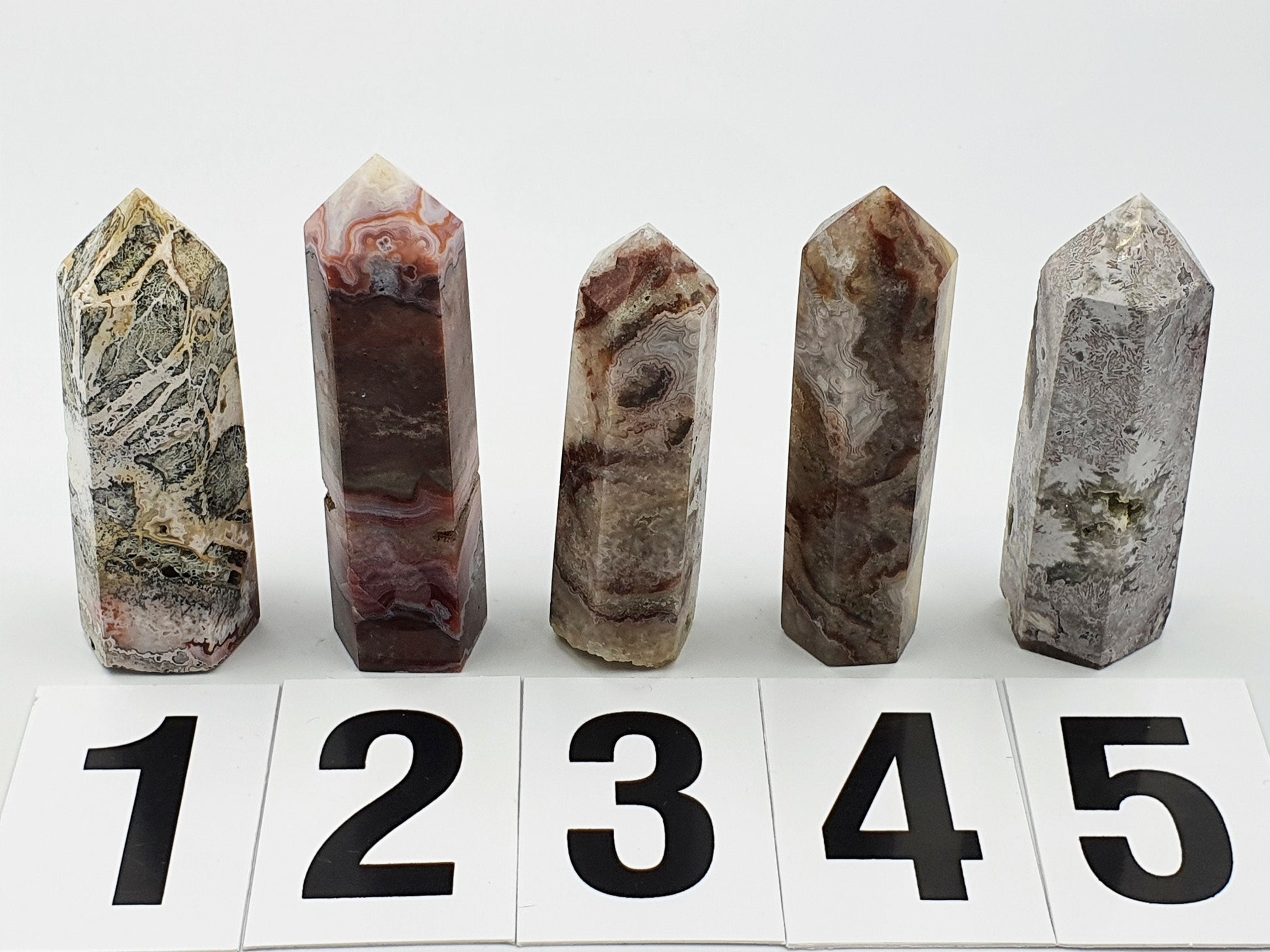 Unique Mexican Agate Crazy Lace Tower - Four Available - 8.3 to 8.8cm tall