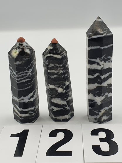 Zebra Jasper Tower - Three Available - 8.7 to 10.6 cm tall.