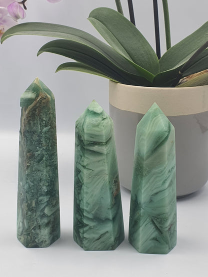 Green Opalised Fluorite Tower