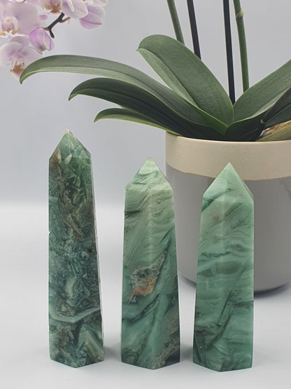 Green Opalised Fluorite Tower